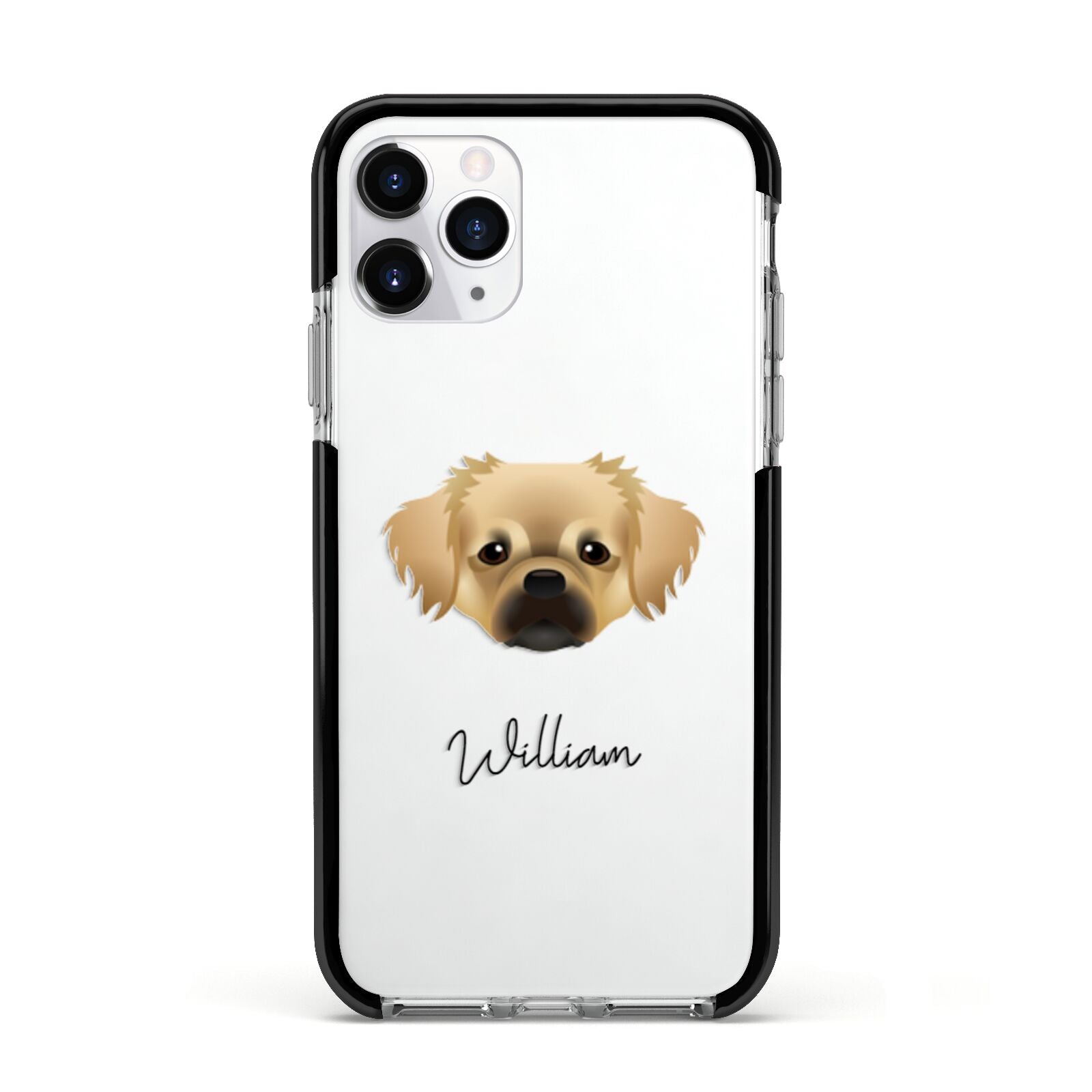 Tibetan Spaniel Personalised Apple iPhone 11 Pro in Silver with Black Impact Case