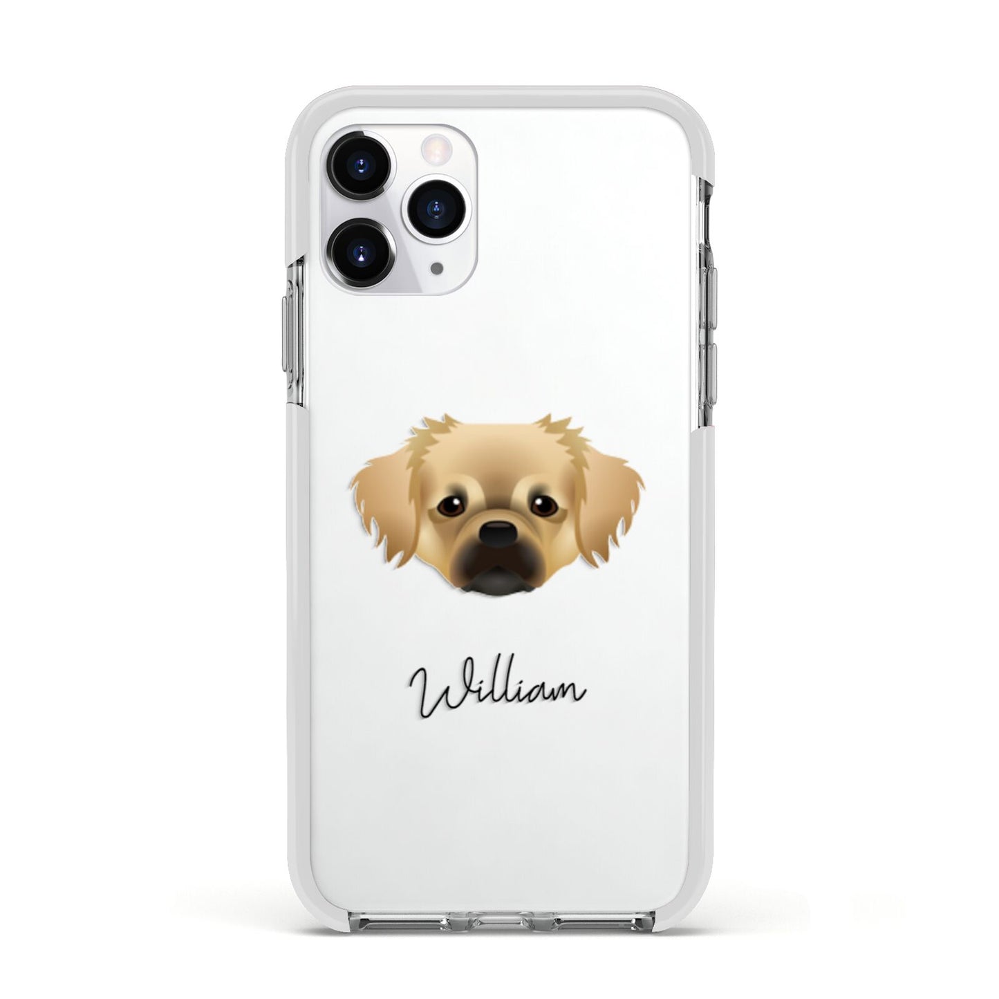 Tibetan Spaniel Personalised Apple iPhone 11 Pro in Silver with White Impact Case