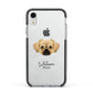 Tibetan Spaniel Personalised Apple iPhone XR Impact Case Black Edge on Silver Phone