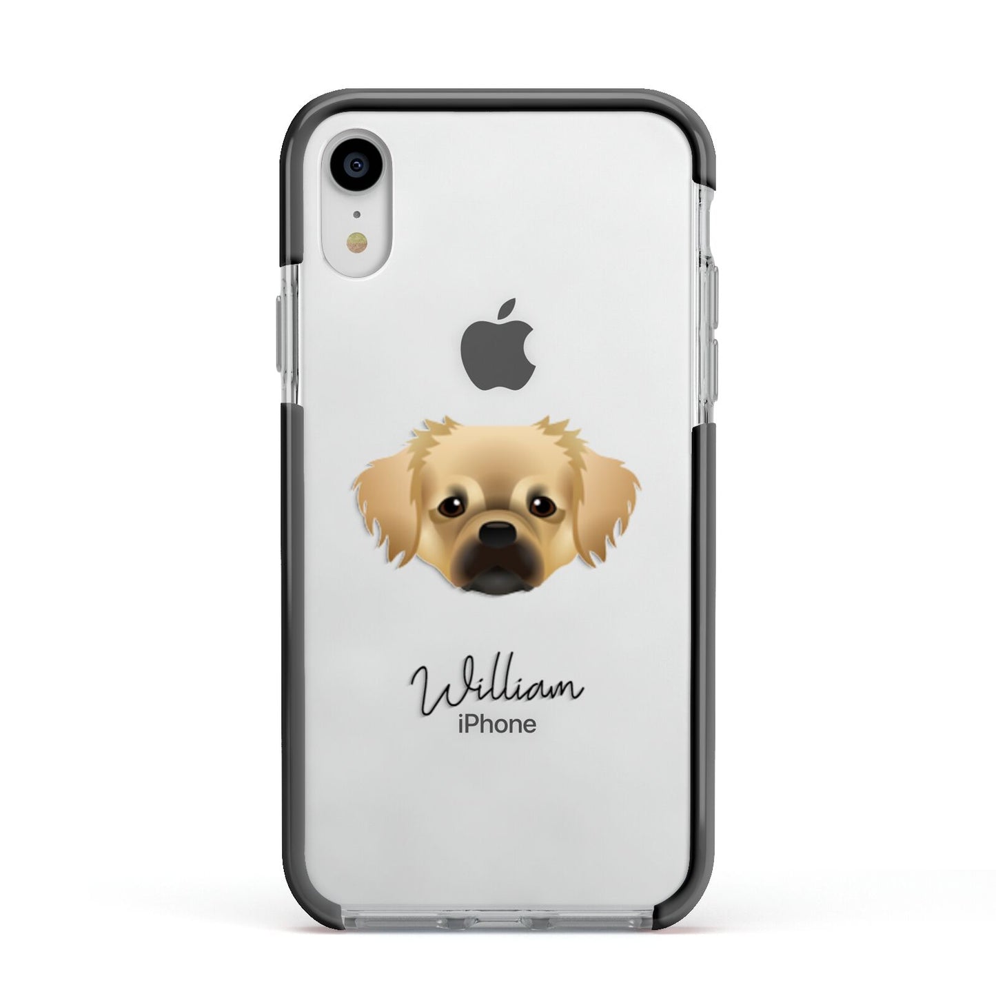 Tibetan Spaniel Personalised Apple iPhone XR Impact Case Black Edge on Silver Phone