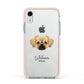 Tibetan Spaniel Personalised Apple iPhone XR Impact Case Pink Edge on Silver Phone