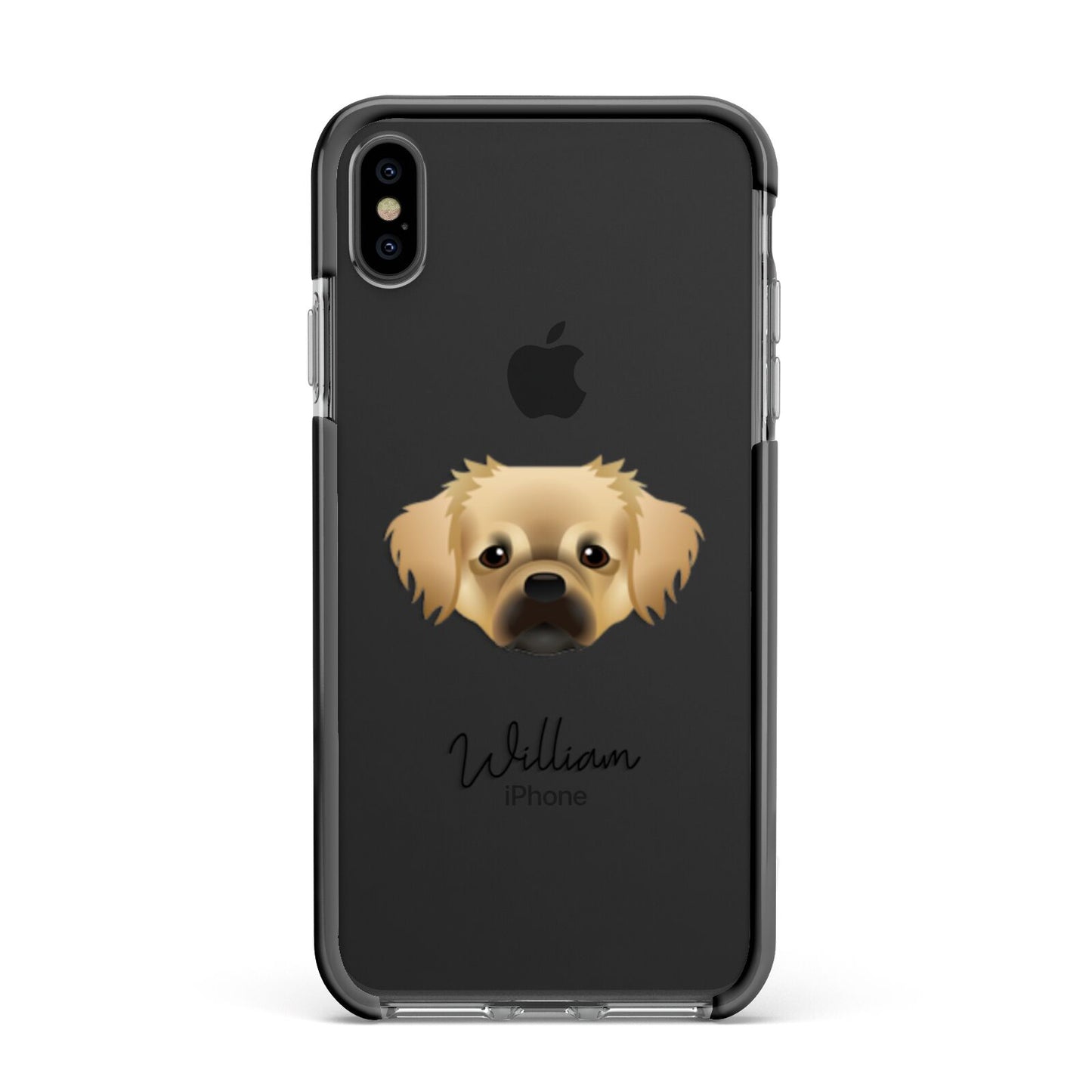 Tibetan Spaniel Personalised Apple iPhone Xs Max Impact Case Black Edge on Black Phone