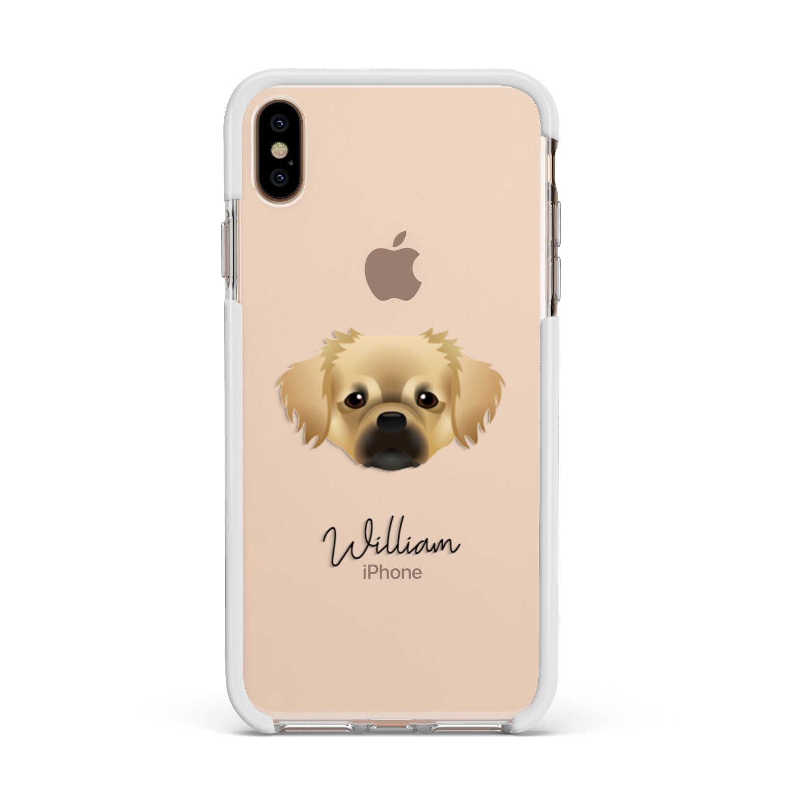 Tibetan Spaniel Personalised Apple iPhone Xs Max Impact Case White Edge on Gold Phone