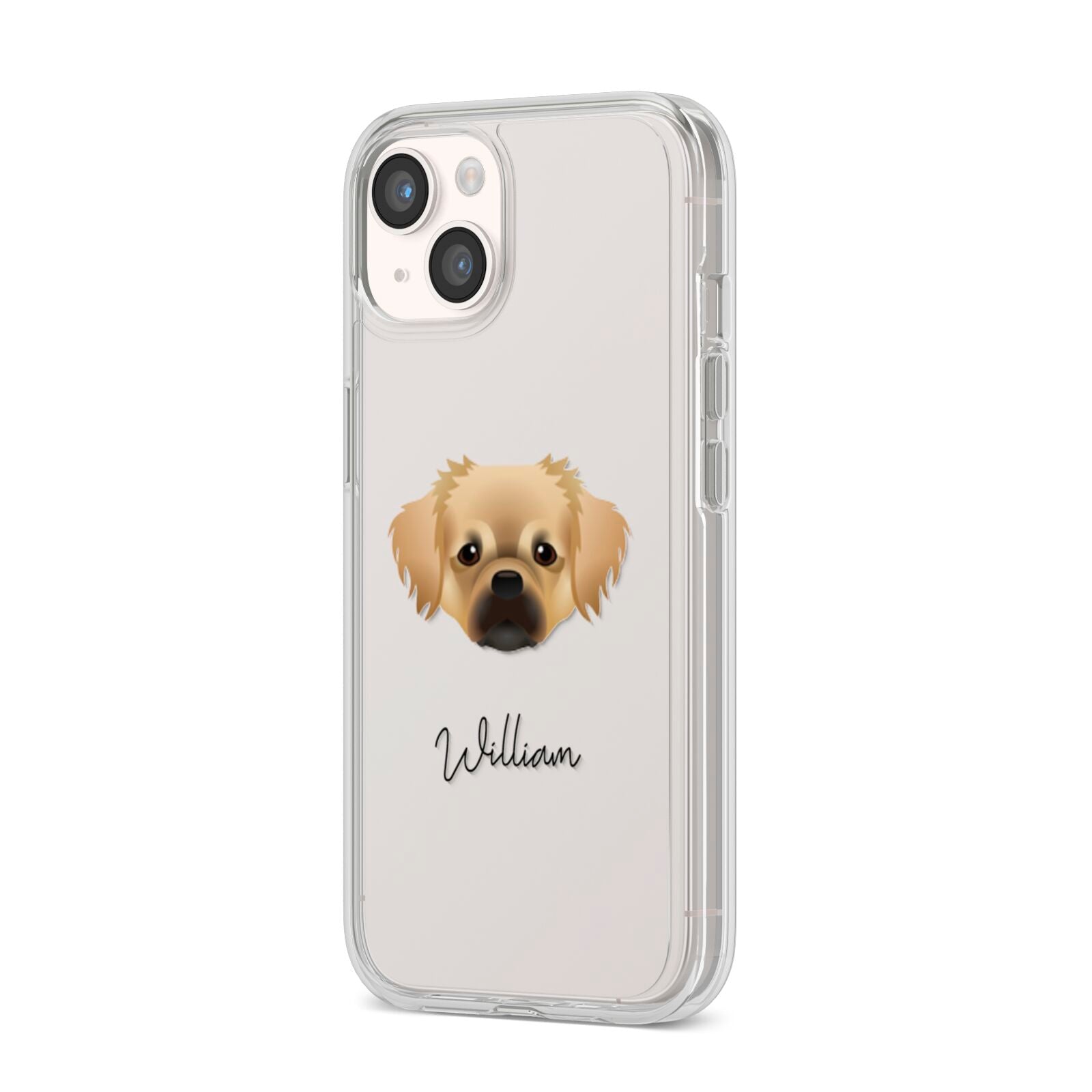 Tibetan Spaniel Personalised iPhone 14 Clear Tough Case Starlight Angled Image