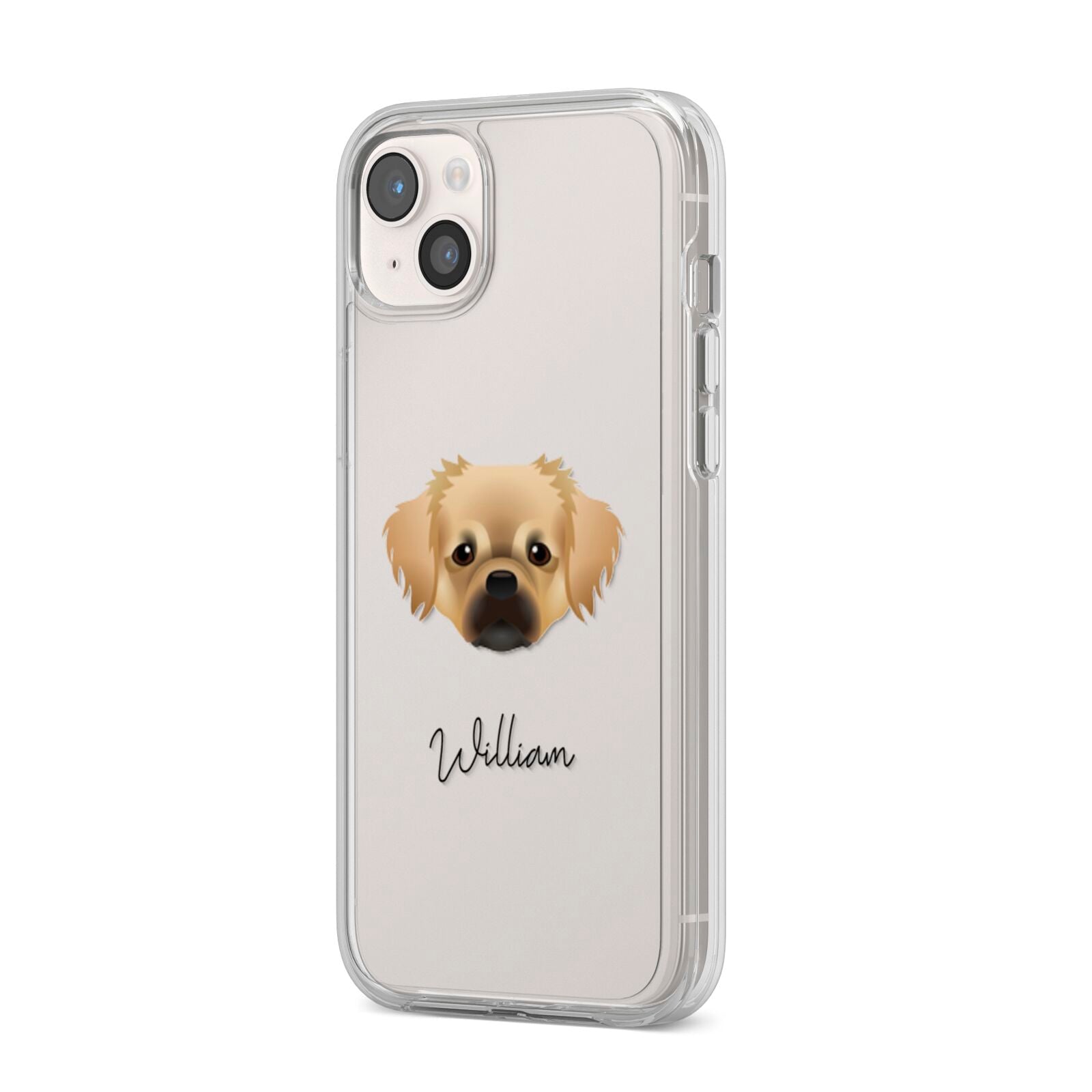 Tibetan Spaniel Personalised iPhone 14 Plus Clear Tough Case Starlight Angled Image