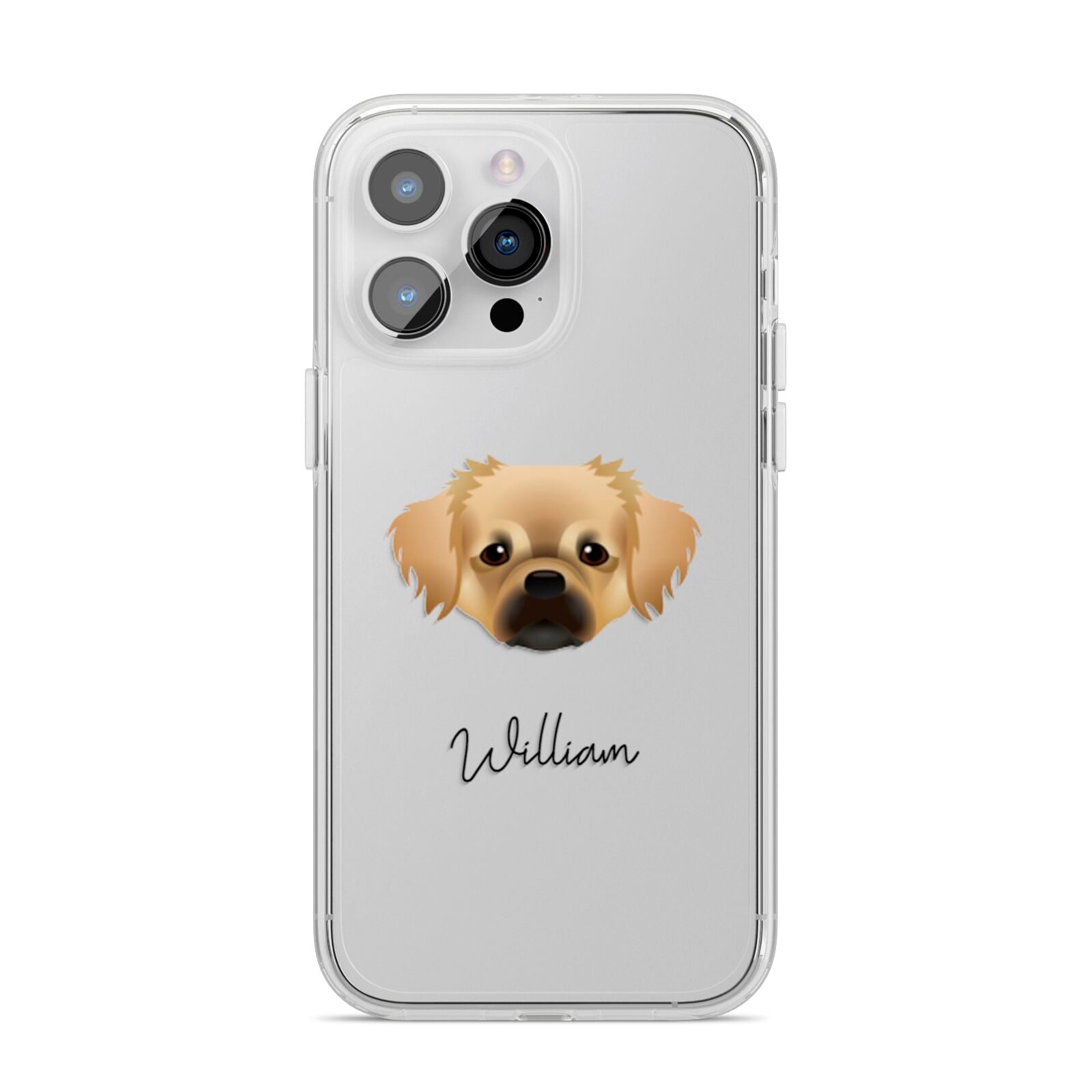 Tibetan Spaniel Personalised iPhone 14 Pro Max Clear Tough Case Silver