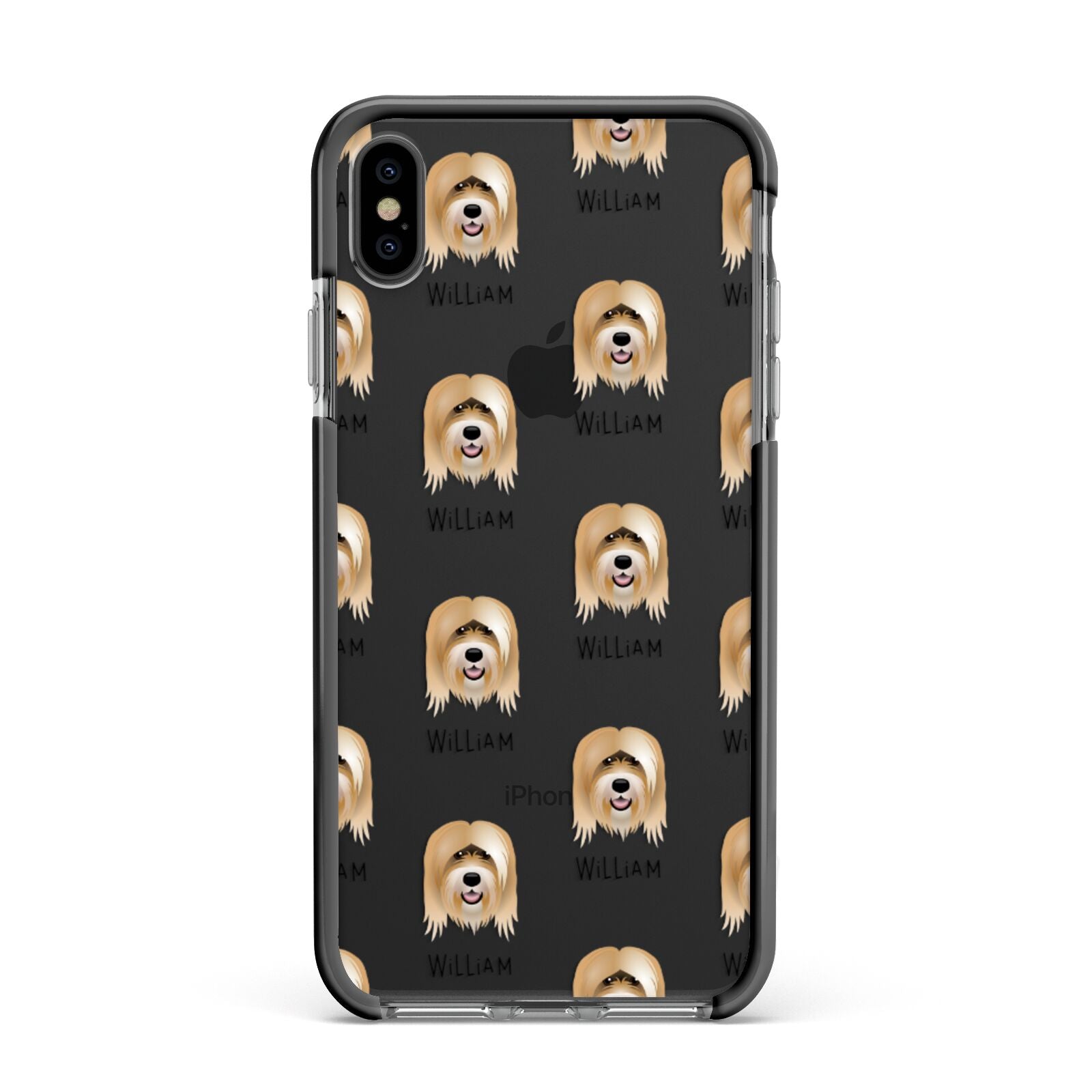 Tibetan Terrier Icon with Name Apple iPhone Xs Max Impact Case Black Edge on Black Phone