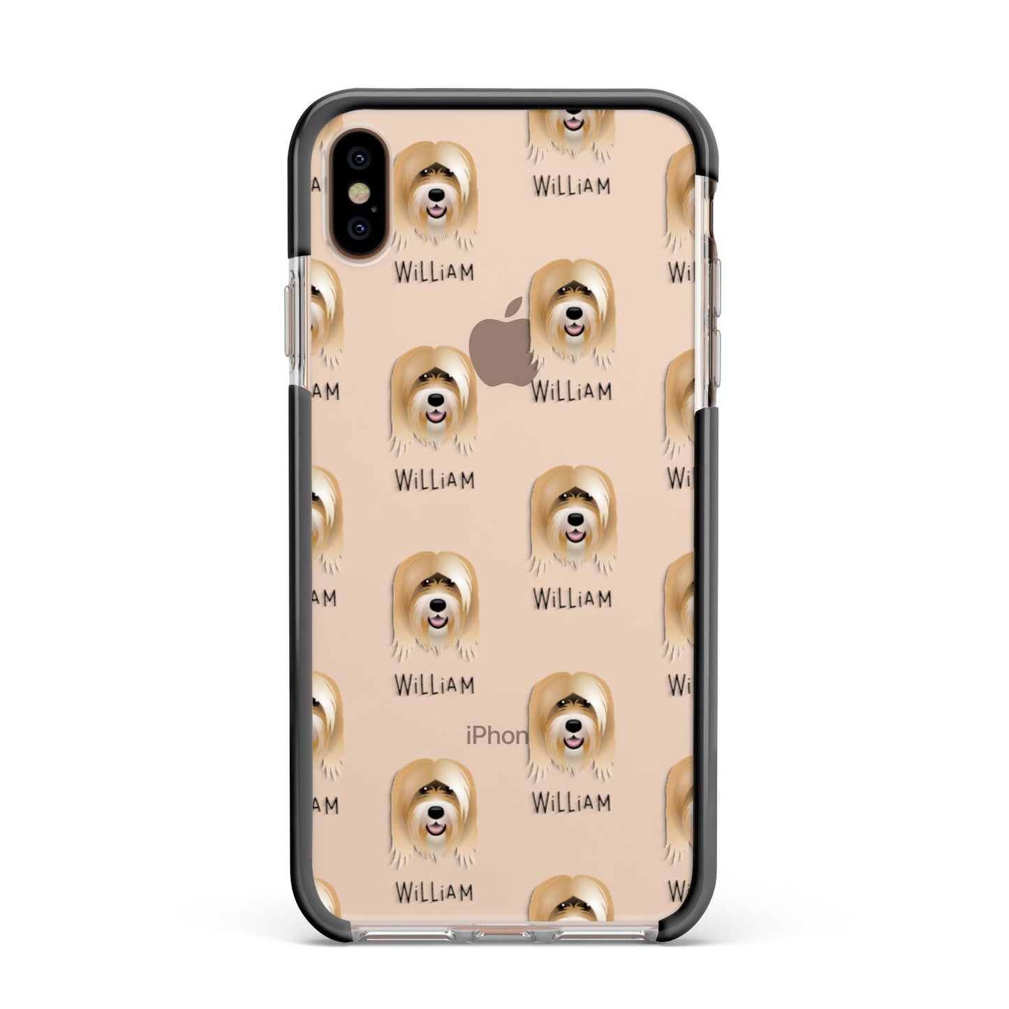 Tibetan Terrier Icon with Name Apple iPhone Xs Max Impact Case Black Edge on Gold Phone