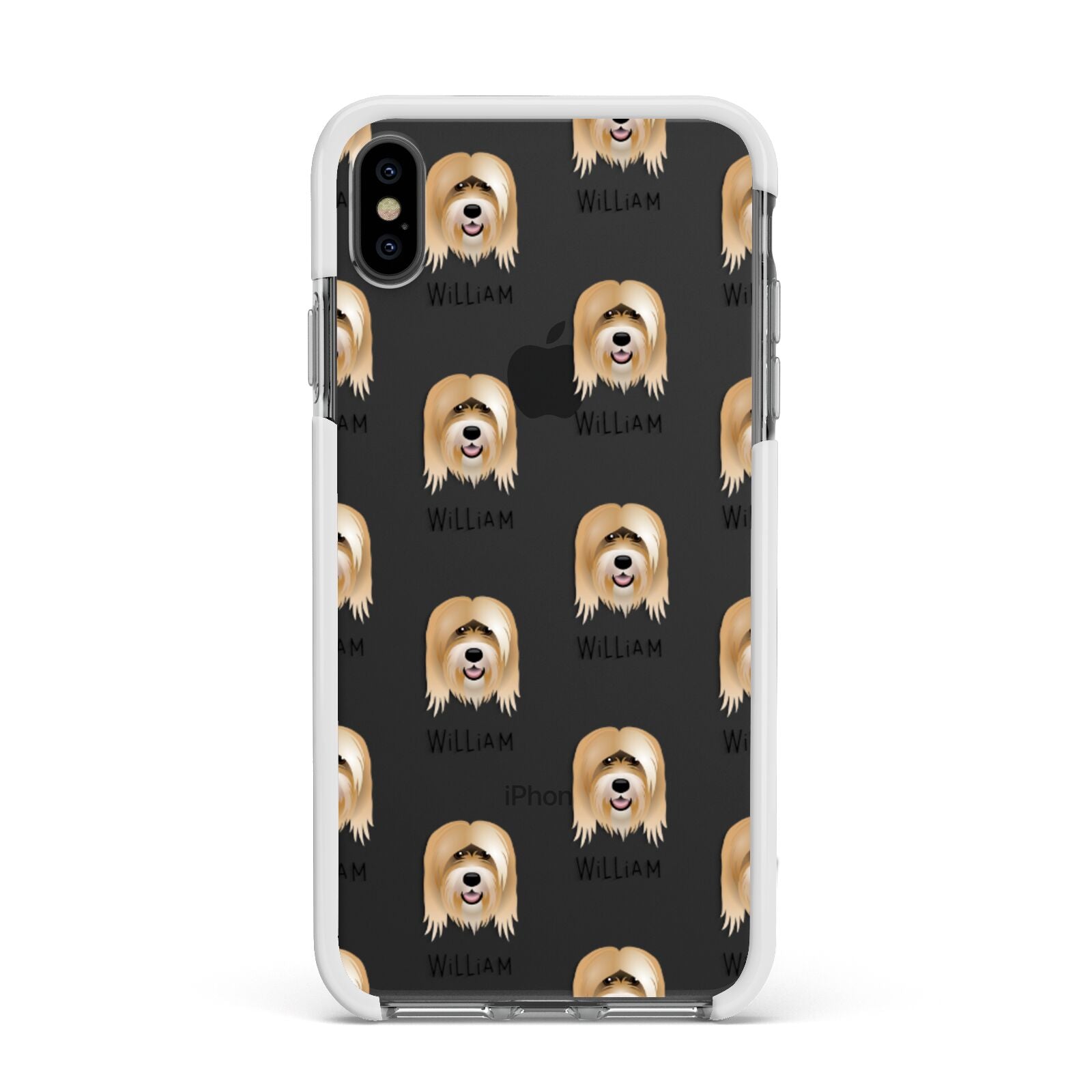 Tibetan Terrier Icon with Name Apple iPhone Xs Max Impact Case White Edge on Black Phone
