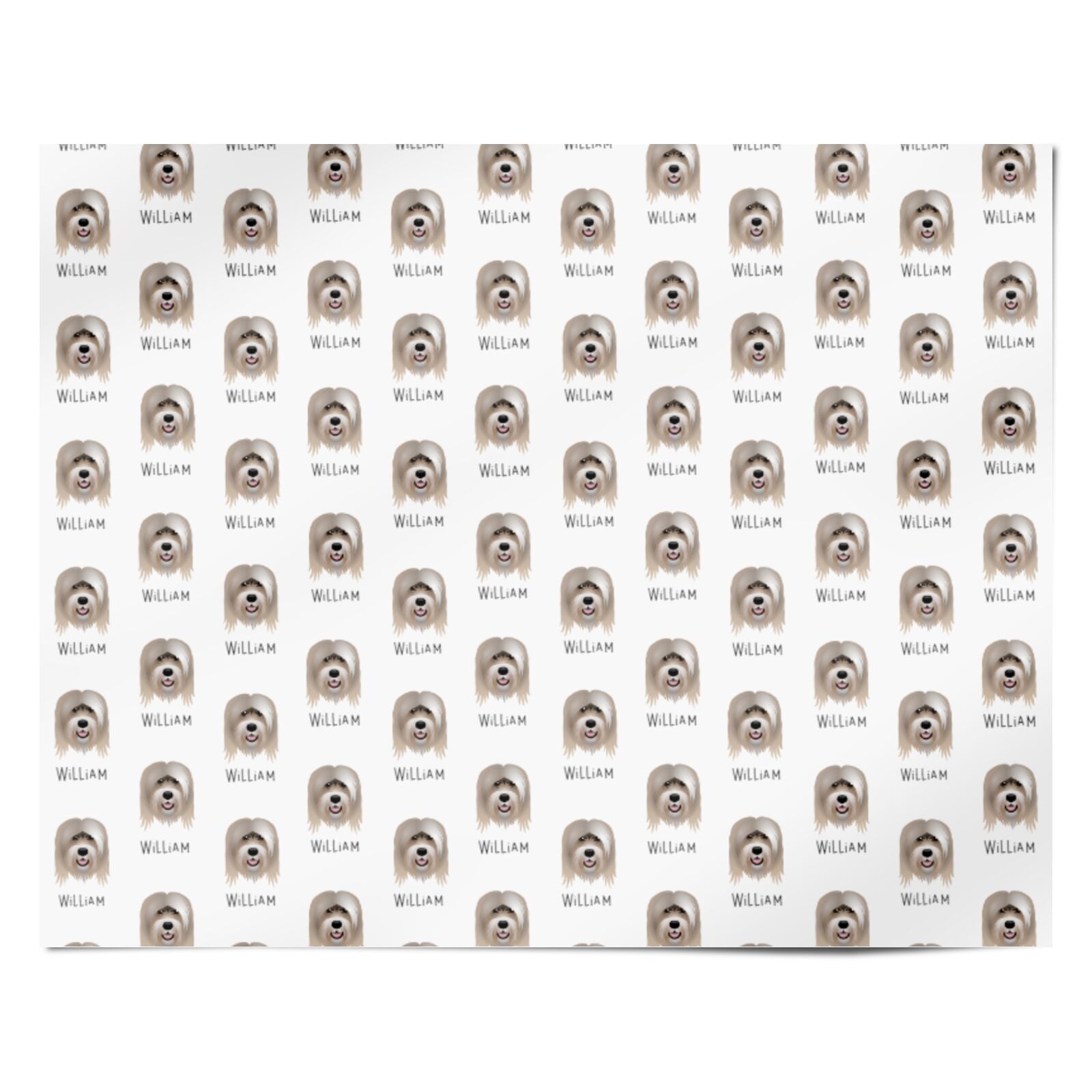 Tibetan Terrier Icon with Name Personalised Wrapping Paper Alternative