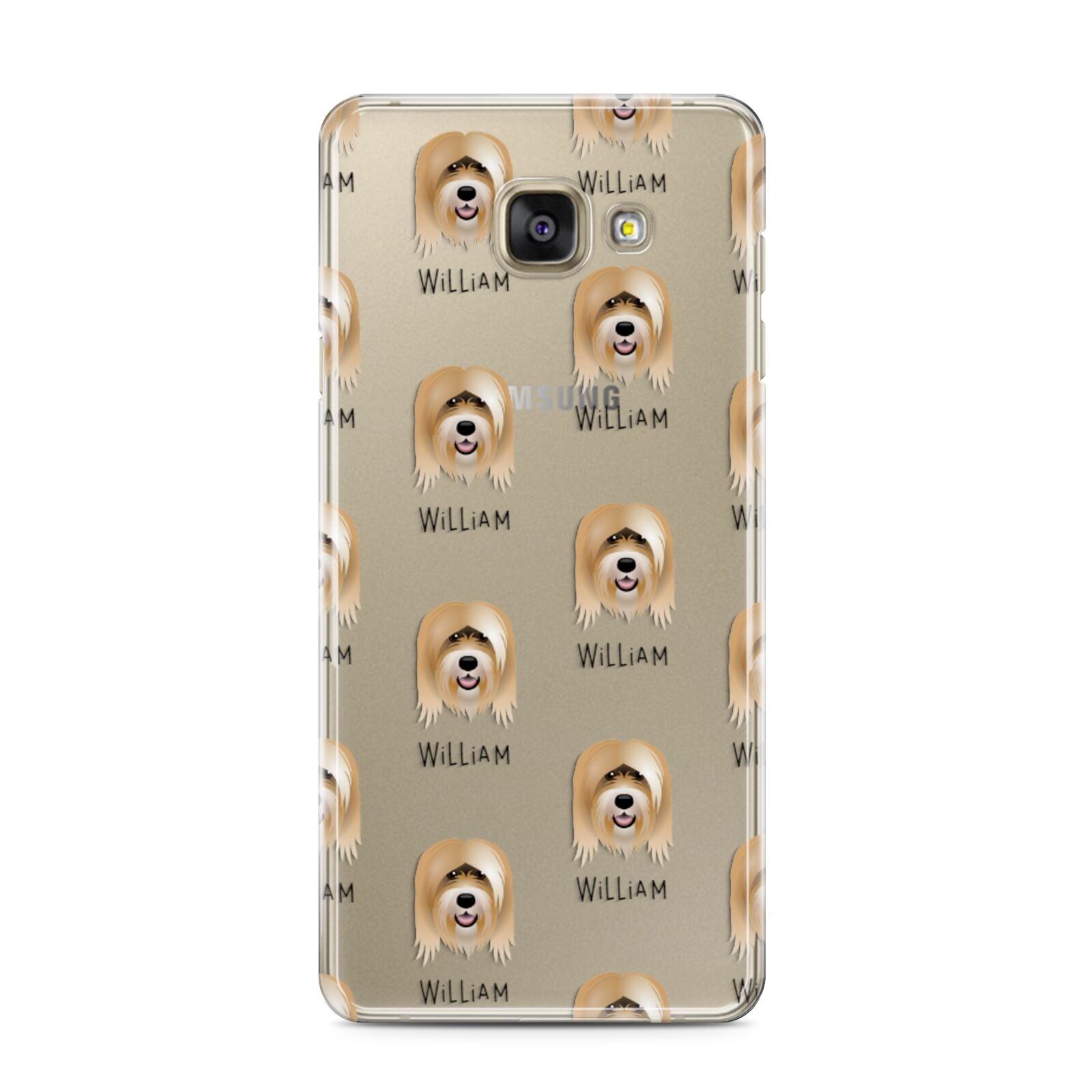 Tibetan Terrier Icon with Name Samsung Galaxy A3 2016 Case on gold phone