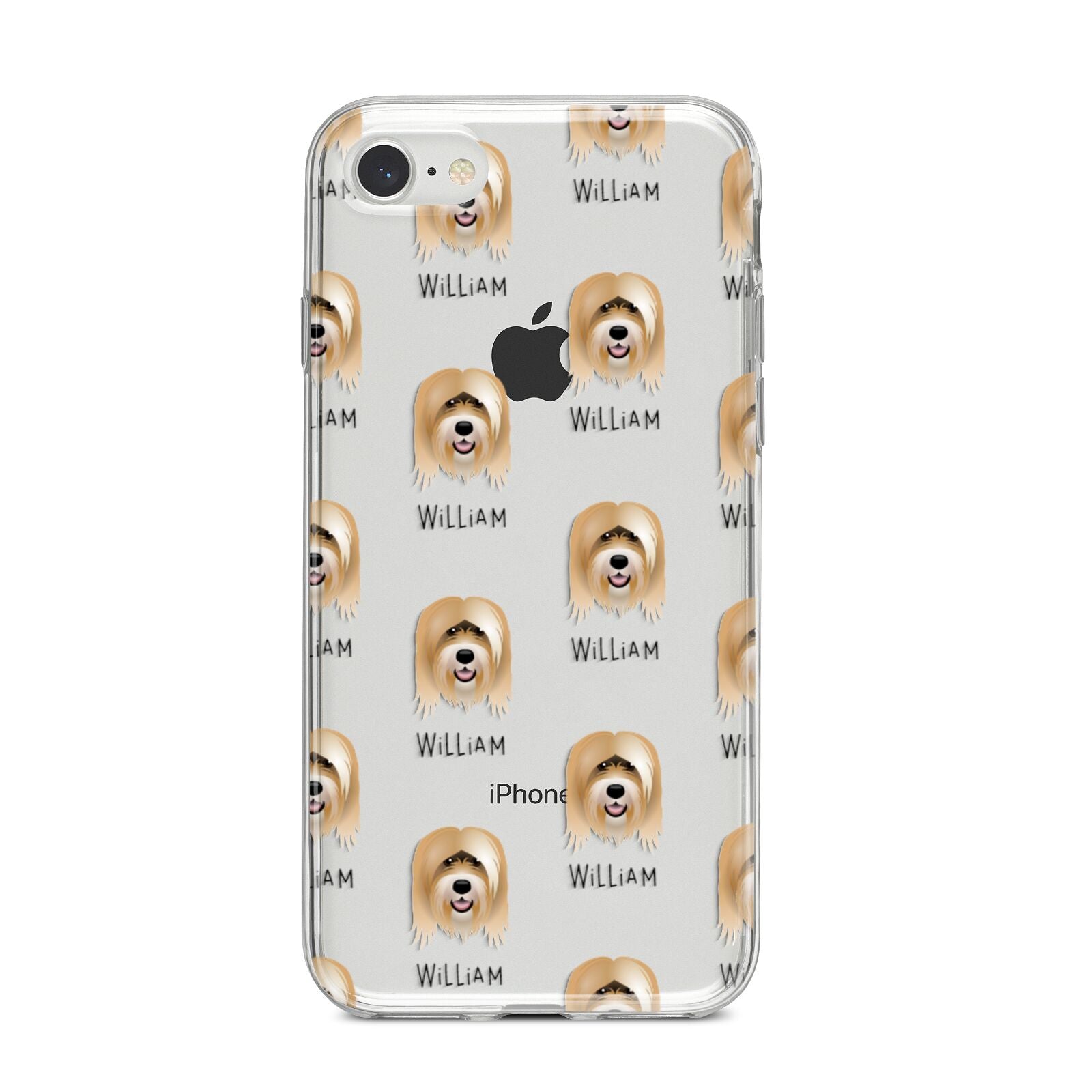 Tibetan Terrier Icon with Name iPhone 8 Bumper Case on Silver iPhone