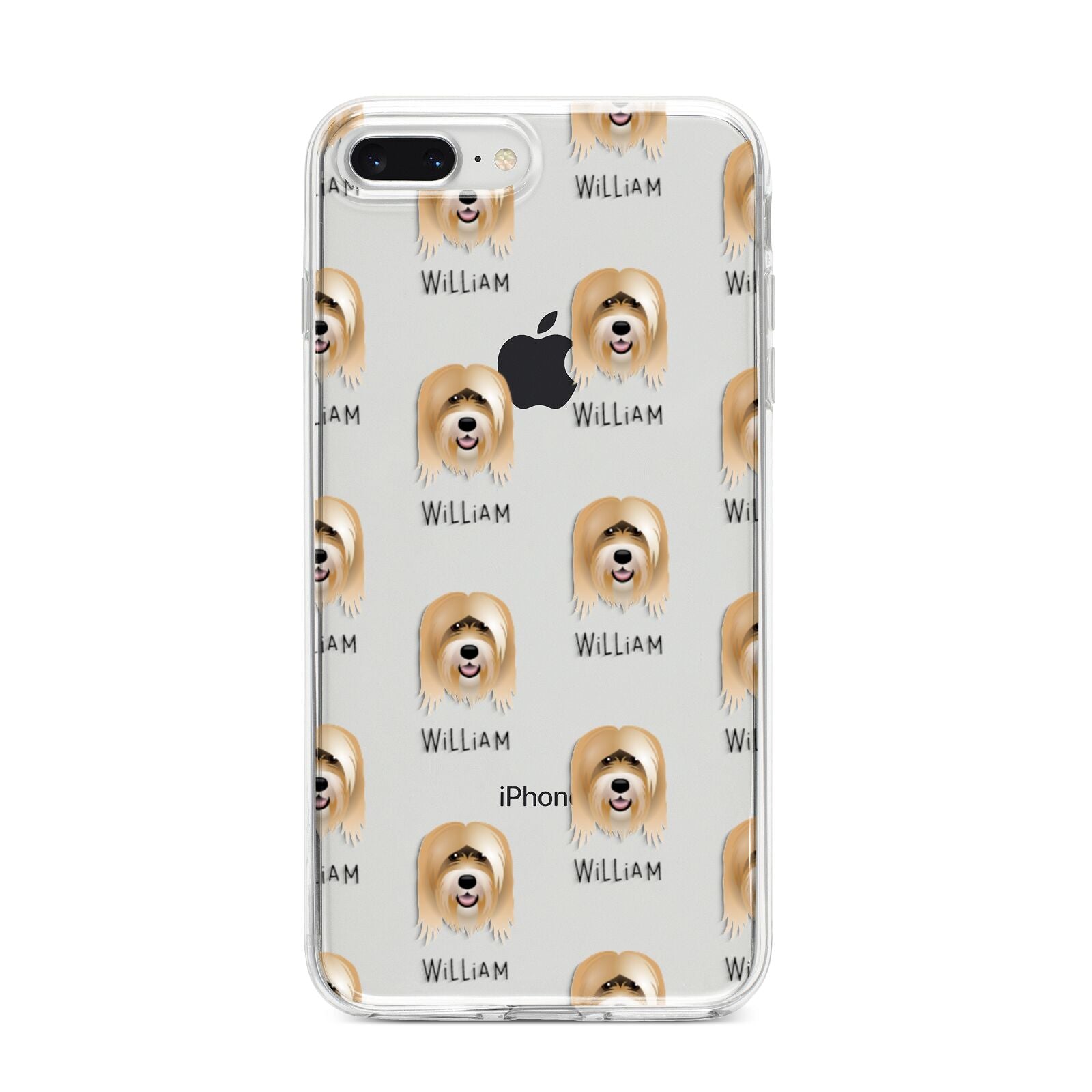 Tibetan Terrier Icon with Name iPhone 8 Plus Bumper Case on Silver iPhone