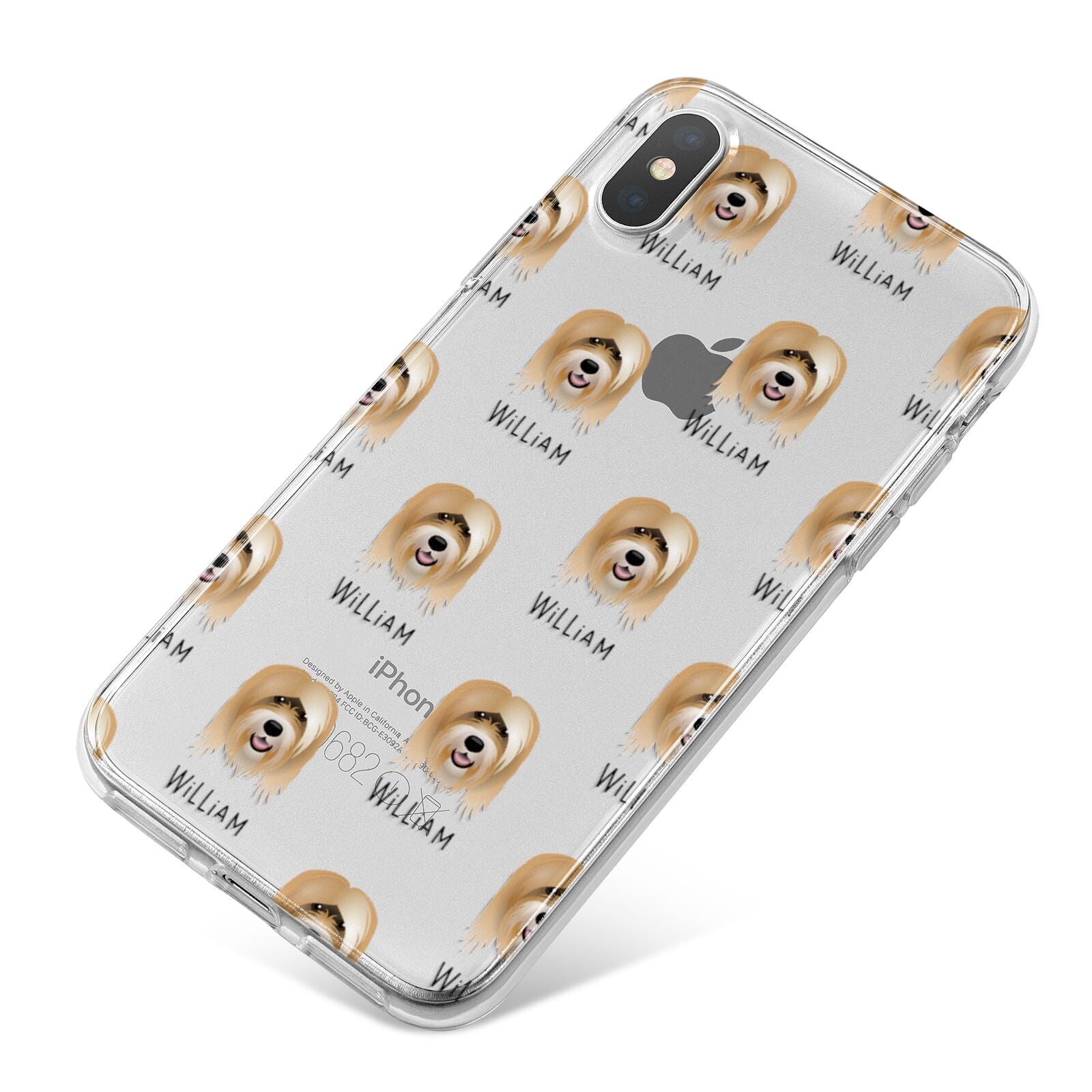 Tibetan Terrier Icon with Name iPhone X Bumper Case on Silver iPhone