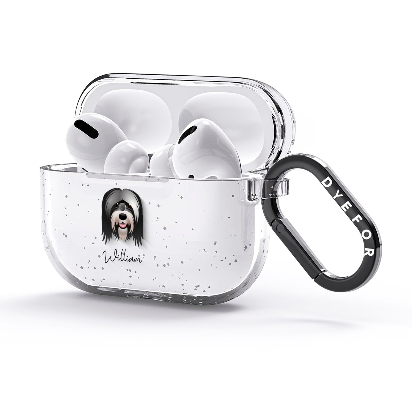 Tibetan Terrier Personalised AirPods Glitter Case 3rd Gen Side Image