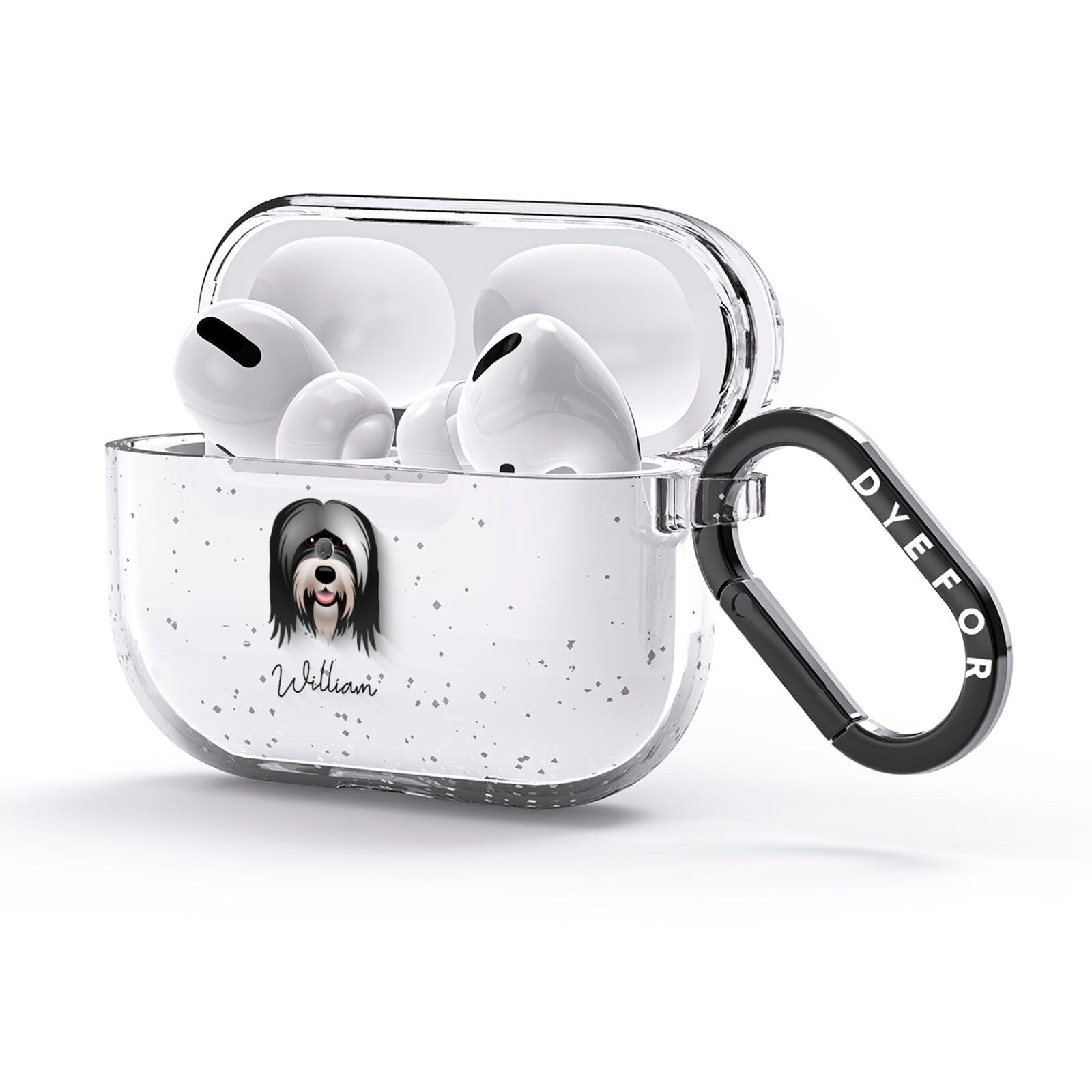 Tibetan Terrier Personalised AirPods Glitter Case 3rd Gen Side Image