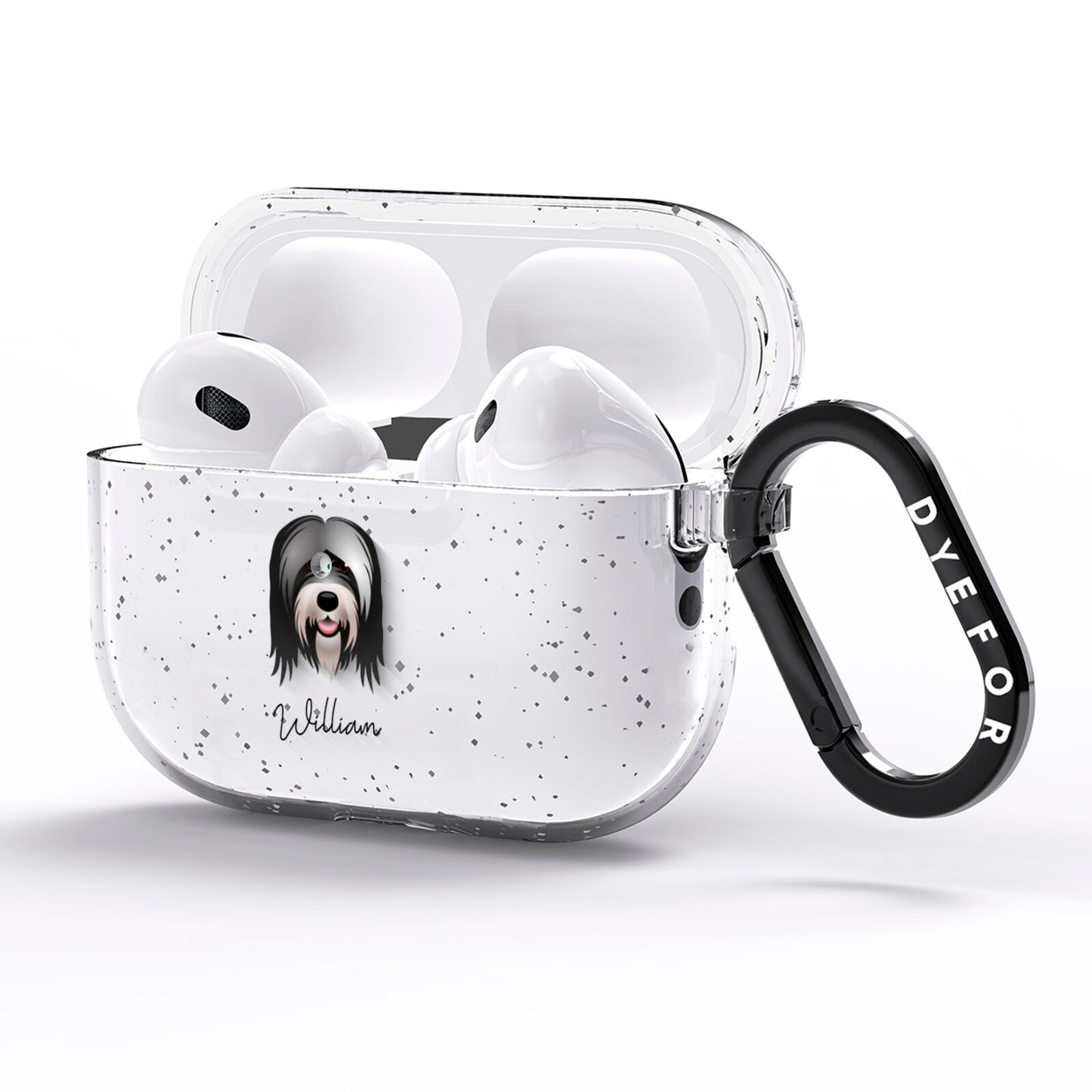 Tibetan Terrier Personalised AirPods Pro Glitter Case Side Image