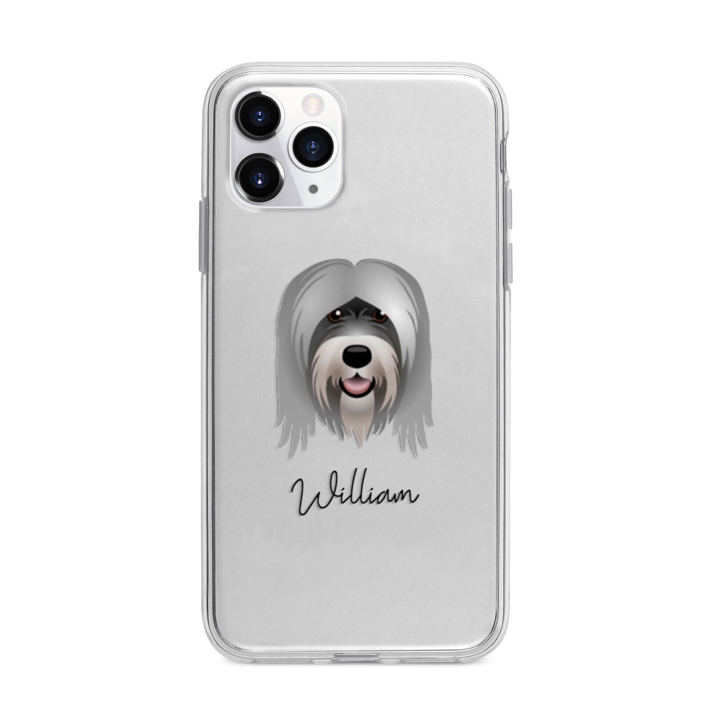 Tibetan Terrier Personalised Apple iPhone 11 Pro in Silver with Bumper Case