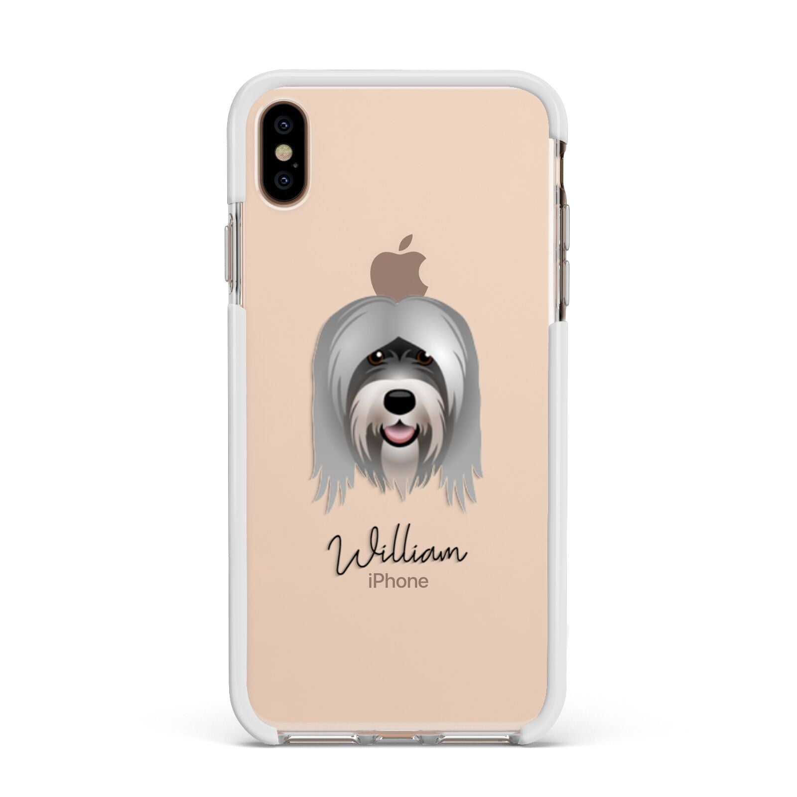 Tibetan Terrier Personalised Apple iPhone Xs Max Impact Case White Edge on Gold Phone
