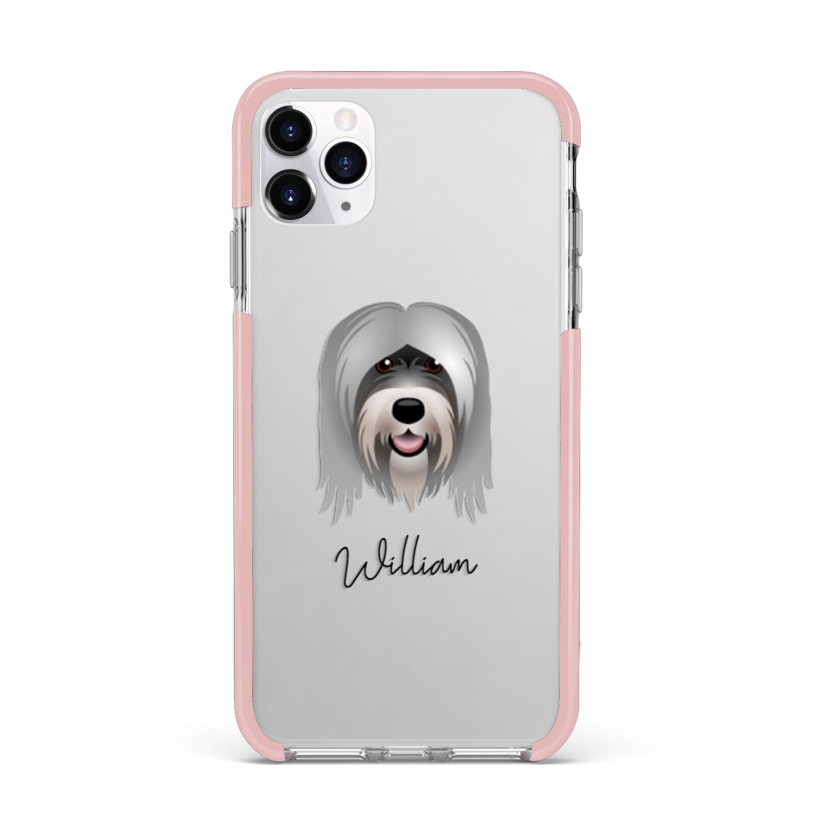 Tibetan Terrier Personalised iPhone 11 Pro Max Impact Pink Edge Case