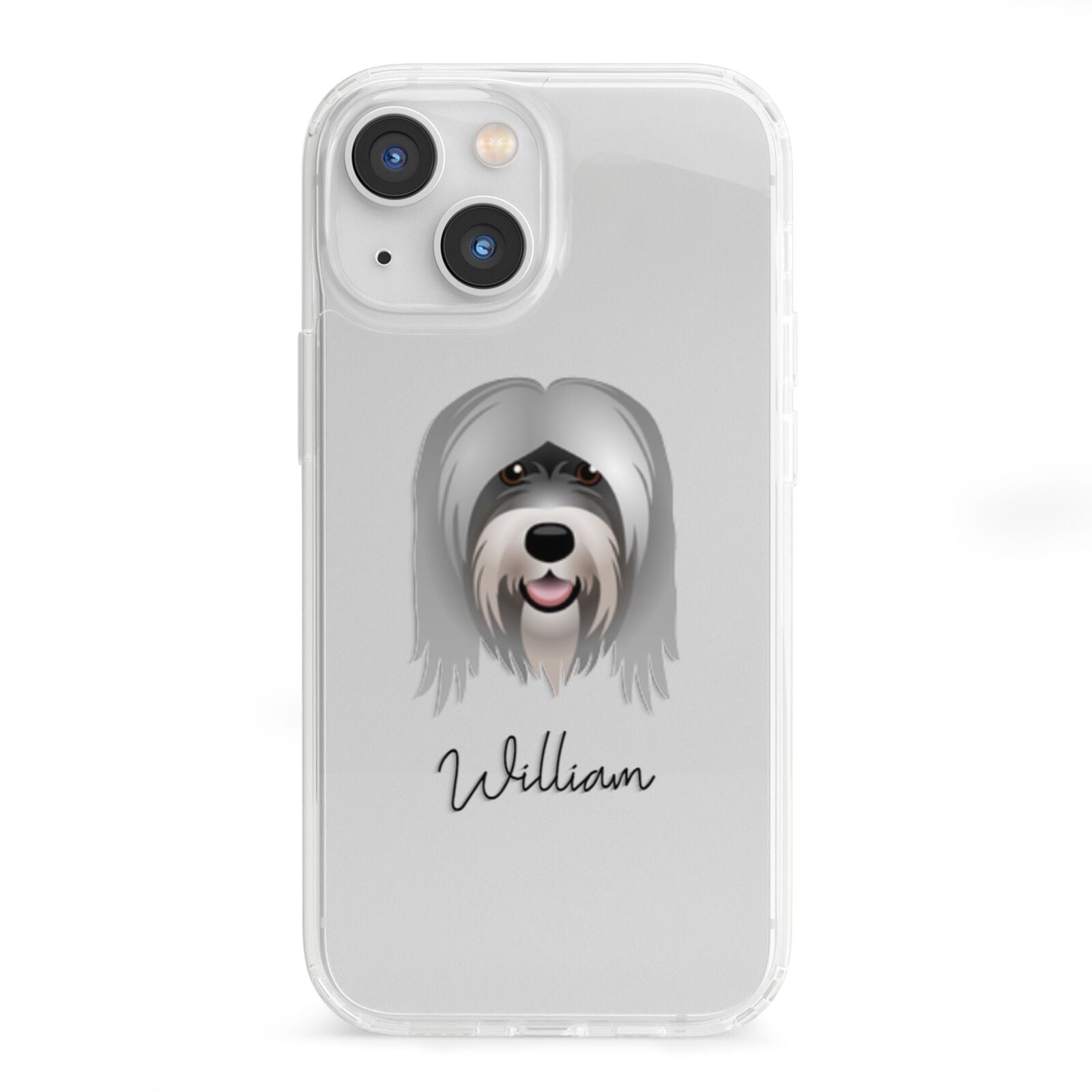 Tibetan Terrier Personalised iPhone 13 Mini Clear Bumper Case
