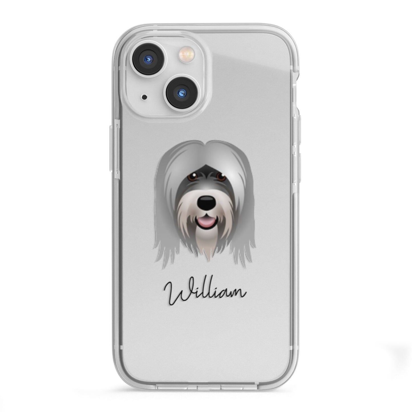 Tibetan Terrier Personalised iPhone 13 Mini TPU Impact Case with White Edges