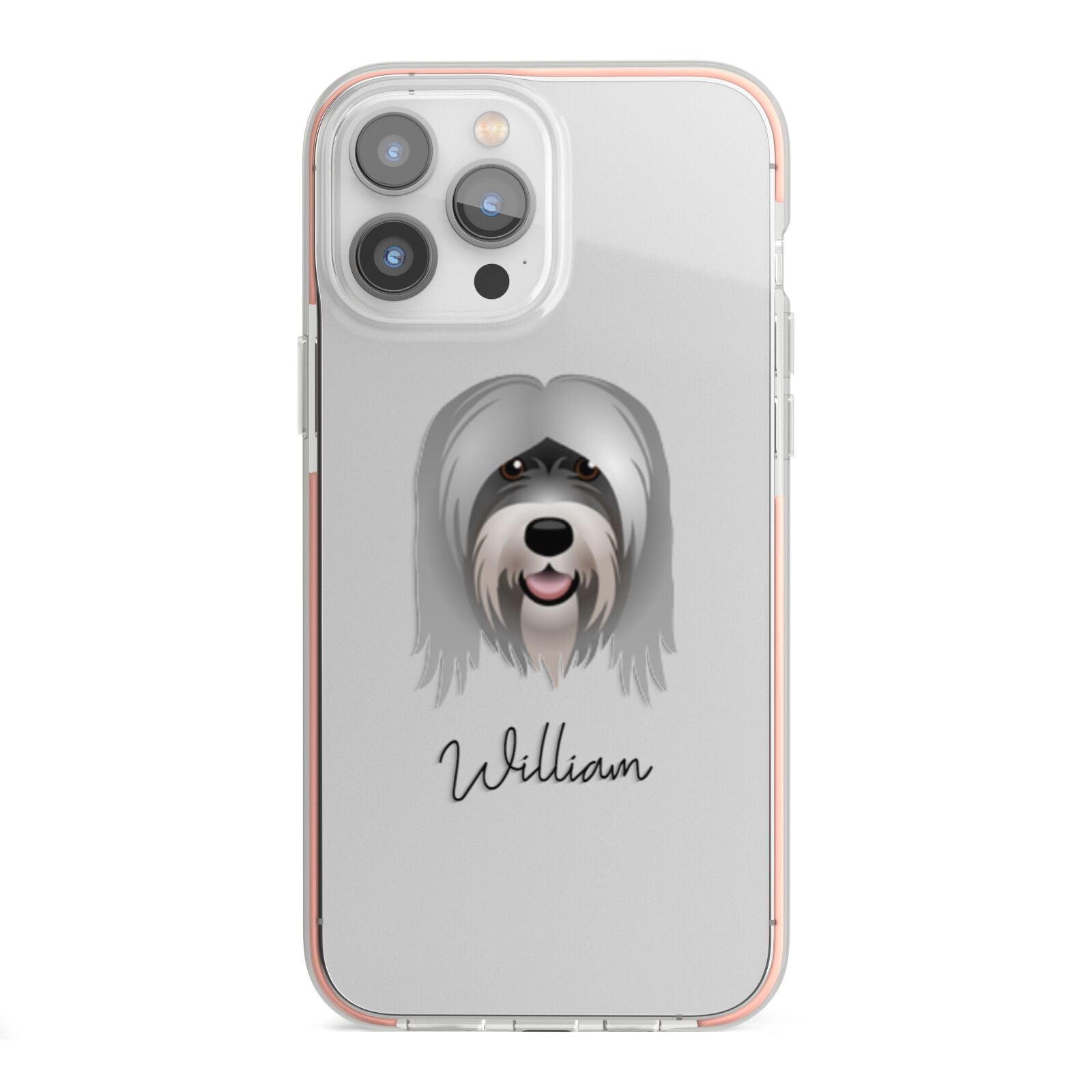 Tibetan Terrier Personalised iPhone 13 Pro Max TPU Impact Case with Pink Edges