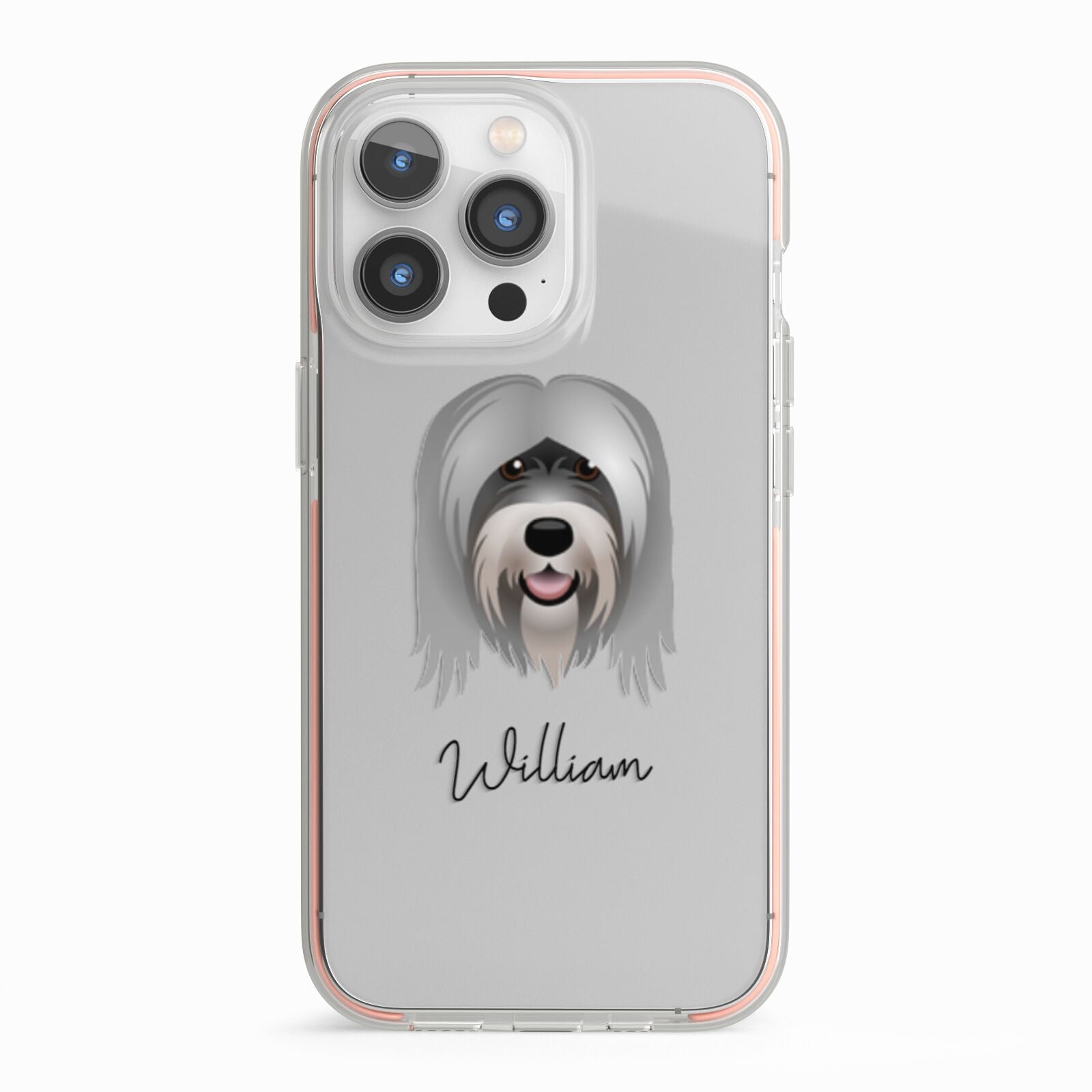 Tibetan Terrier Personalised iPhone 13 Pro TPU Impact Case with Pink Edges