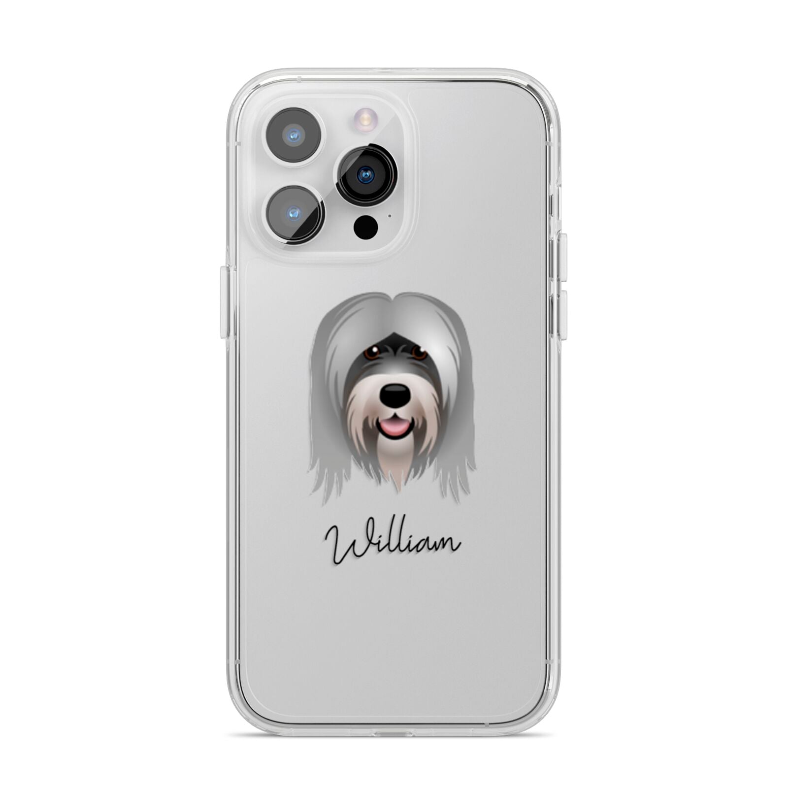 Tibetan Terrier Personalised iPhone 14 Pro Max Clear Tough Case Silver