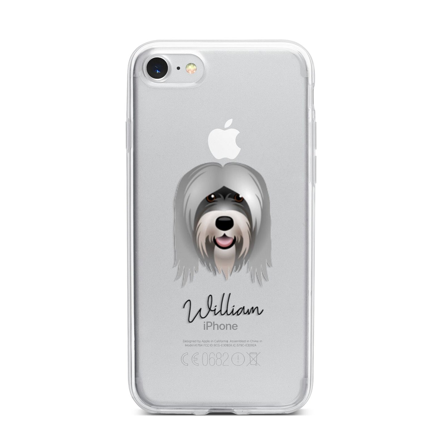 Tibetan Terrier Personalised iPhone 7 Bumper Case on Silver iPhone