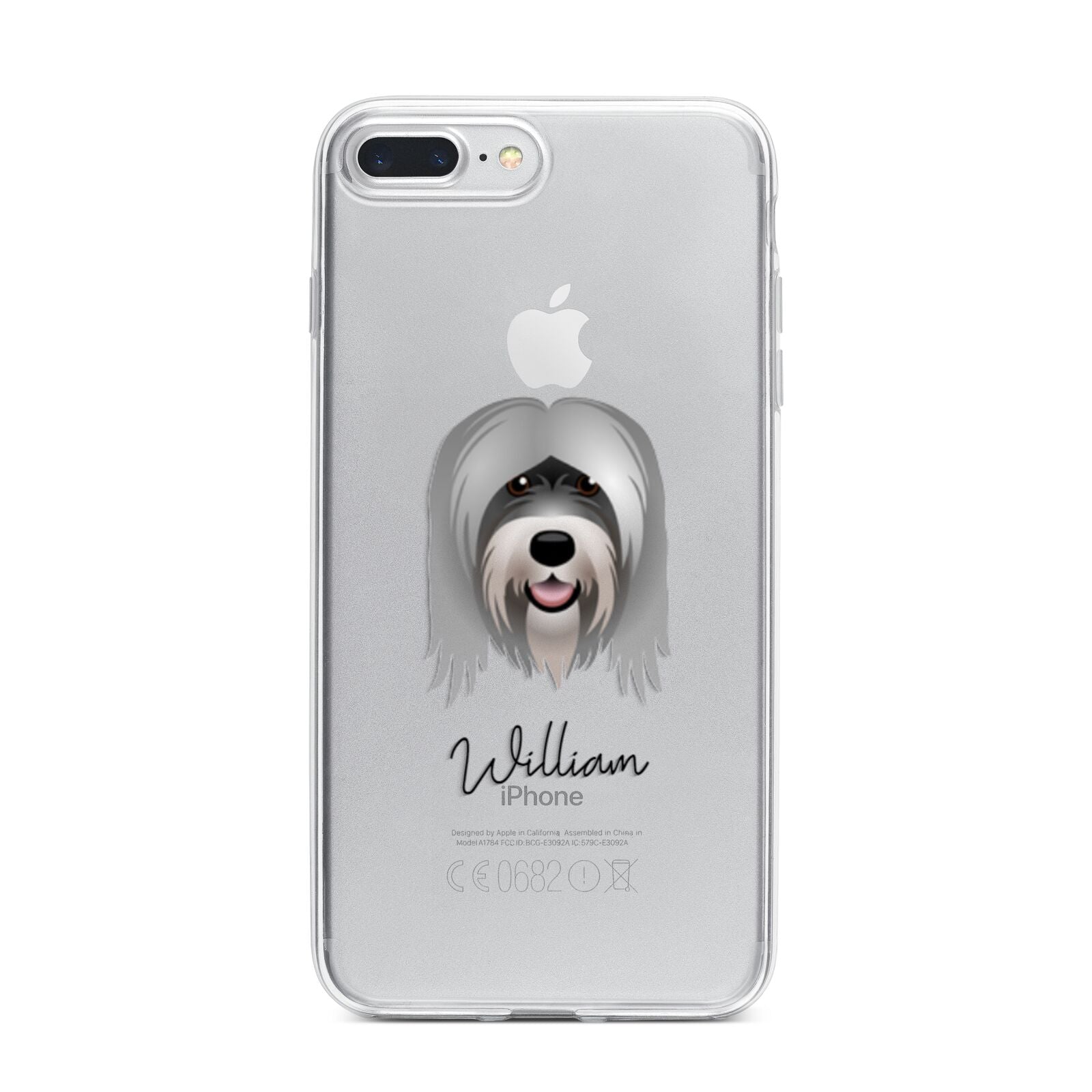 Tibetan Terrier Personalised iPhone 7 Plus Bumper Case on Silver iPhone