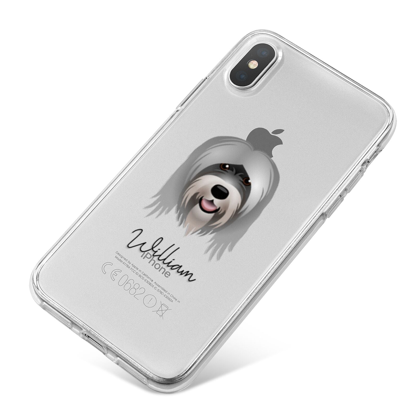 Tibetan Terrier Personalised iPhone X Bumper Case on Silver iPhone