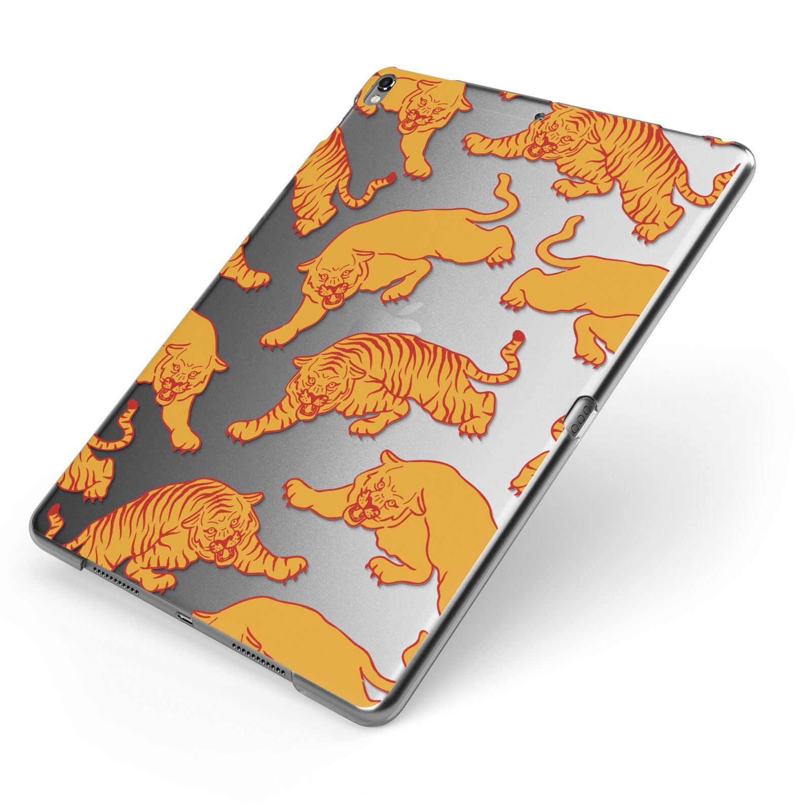 Tiger Apple iPad Case on Grey iPad Side View