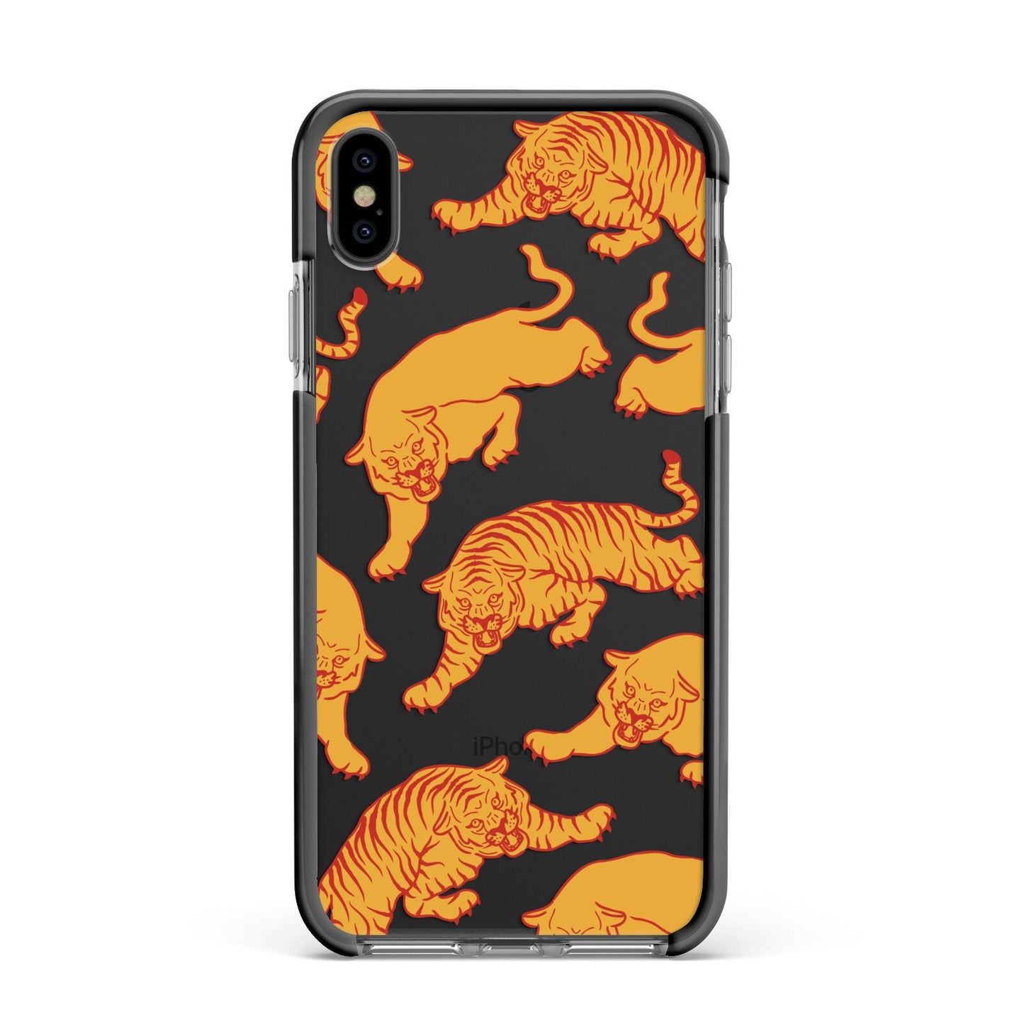 Tiger Apple iPhone Xs Max Impact Case Black Edge on Black Phone