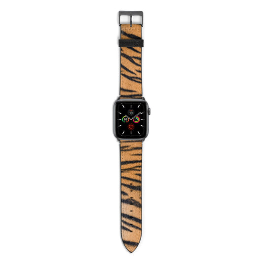 Tiger Print Apple Watch Strap with Space Grey Hardware