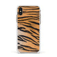 Tiger Print Apple iPhone Xs Impact Case White Edge on Gold Phone