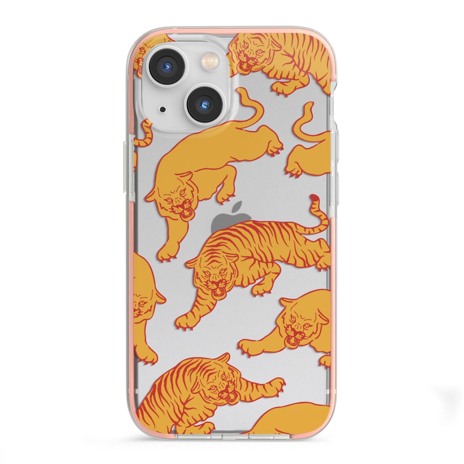 Tiger iPhone 13 Mini TPU Impact Case with Pink Edges