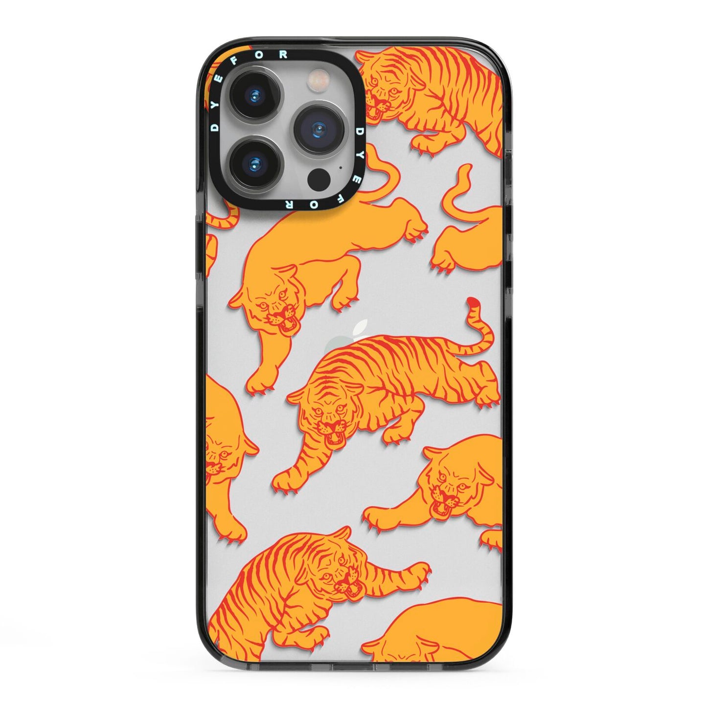 Tiger iPhone 13 Pro Max Black Impact Case on Silver phone