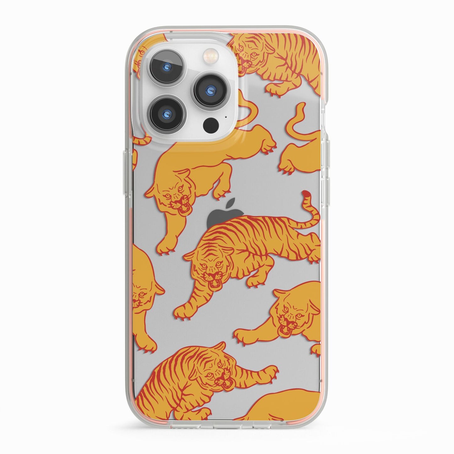 Tiger iPhone 13 Pro TPU Impact Case with Pink Edges