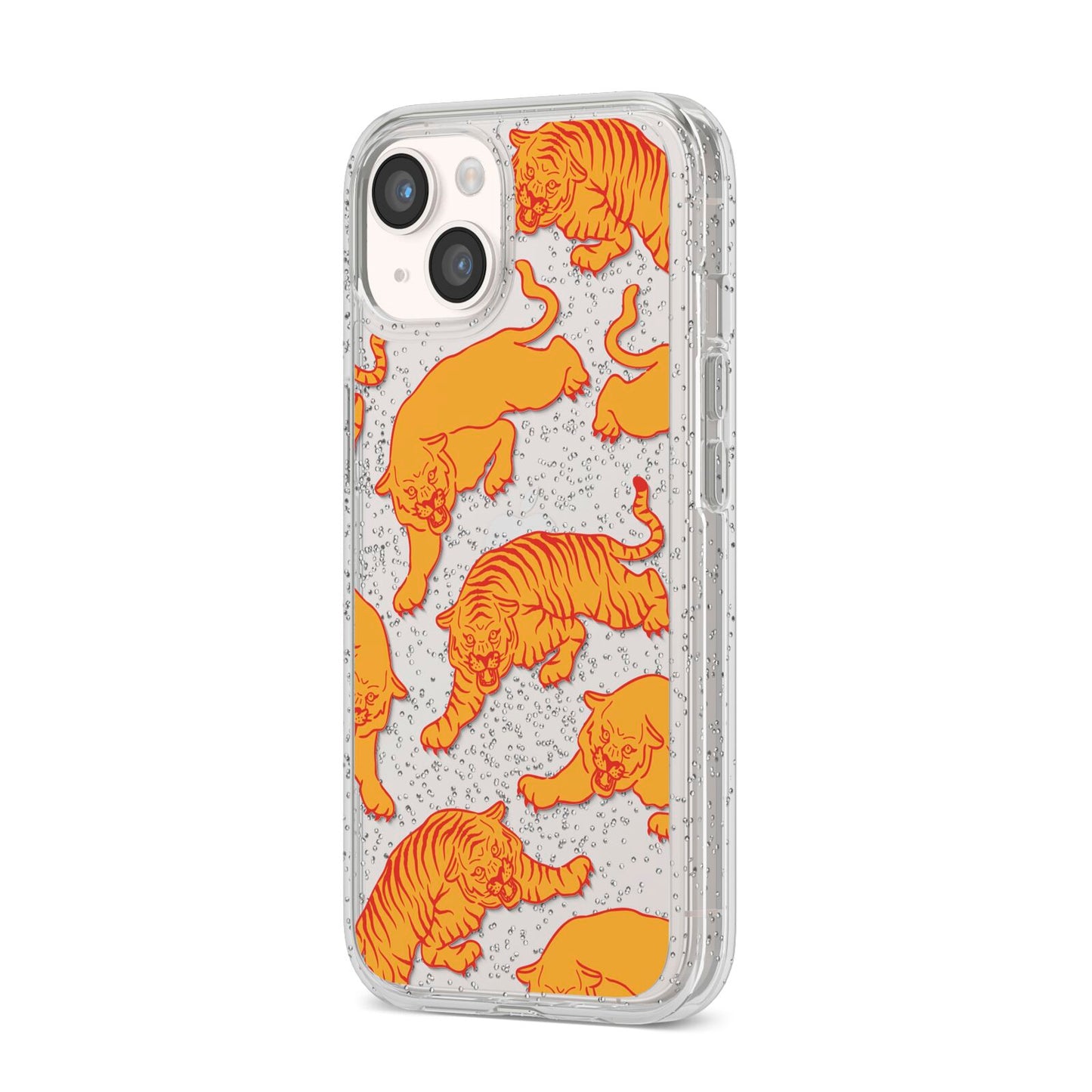 Tiger iPhone 14 Glitter Tough Case Starlight Angled Image