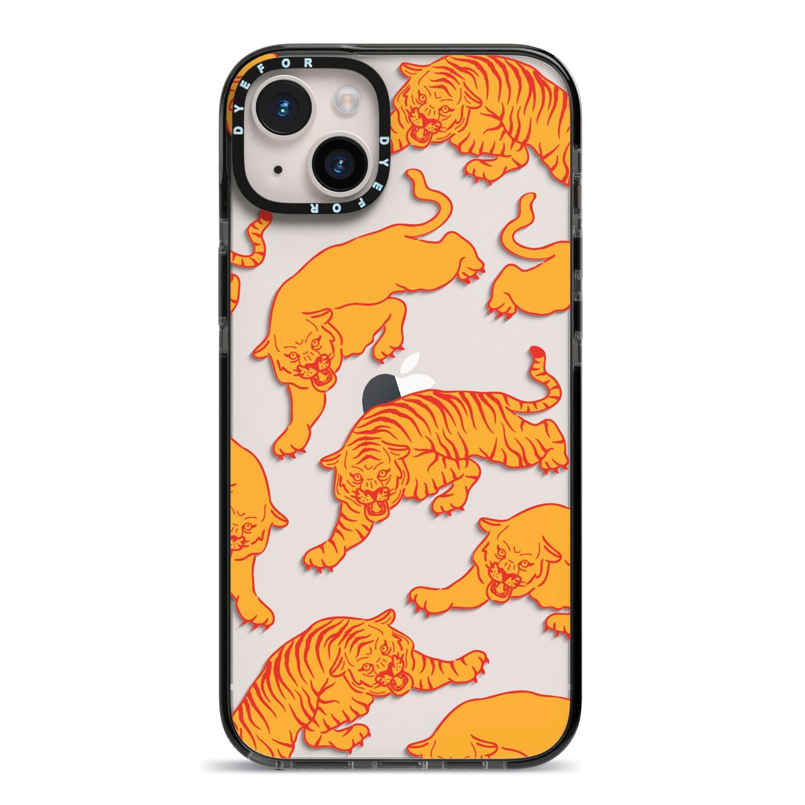 Tiger iPhone 14 Plus Black Impact Case on Silver phone