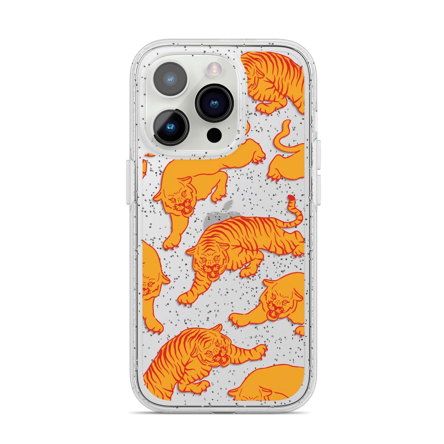 Tiger iPhone 14 Pro Glitter Tough Case Silver