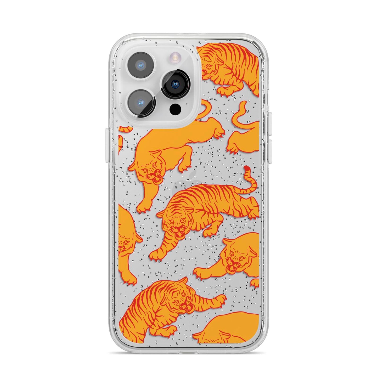 Tiger iPhone 14 Pro Max Glitter Tough Case Silver