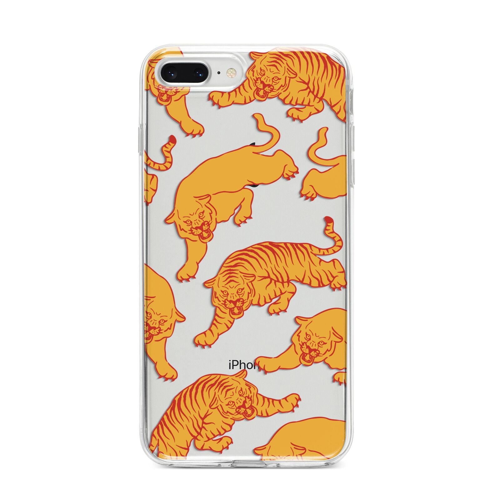 Tiger iPhone 8 Plus Bumper Case on Silver iPhone