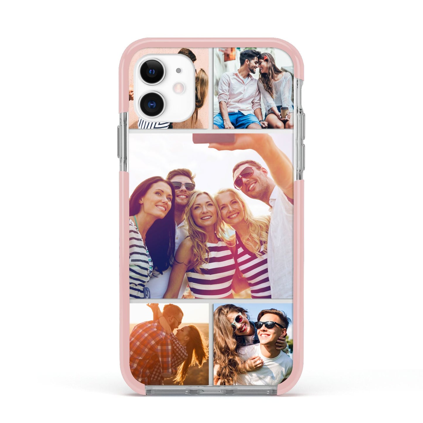 Tile Photo Collage Upload Apple iPhone 11 in White with Pink Impact Case