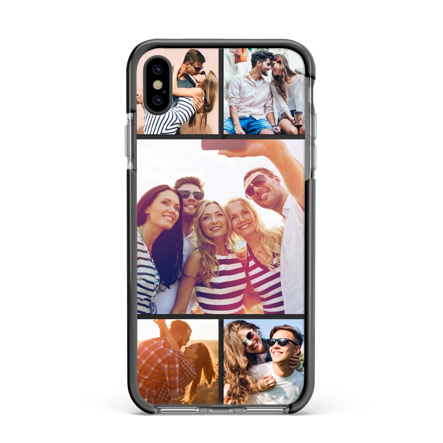 Tile Photo Collage Upload Apple iPhone Xs Max Impact Case Black Edge on Black Phone