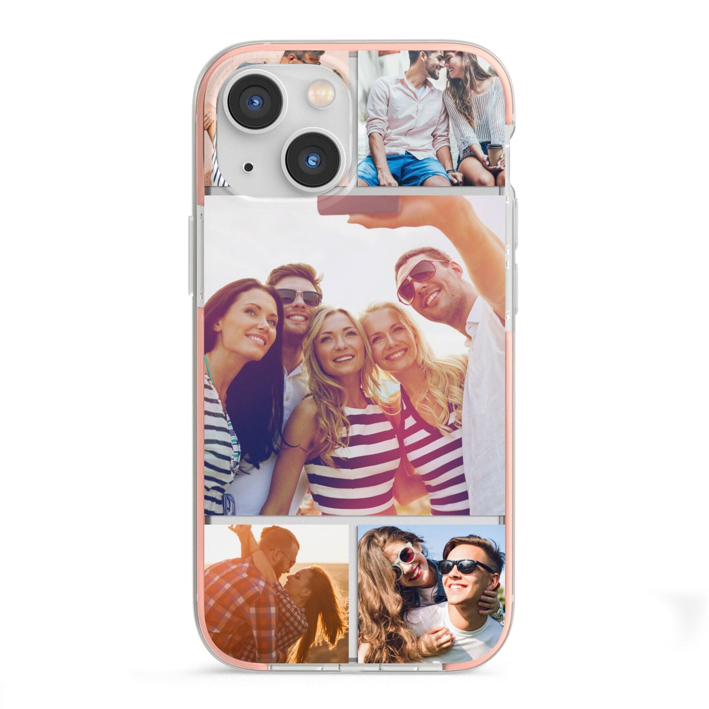 Tile Photo Collage Upload iPhone 13 Mini TPU Impact Case with Pink Edges