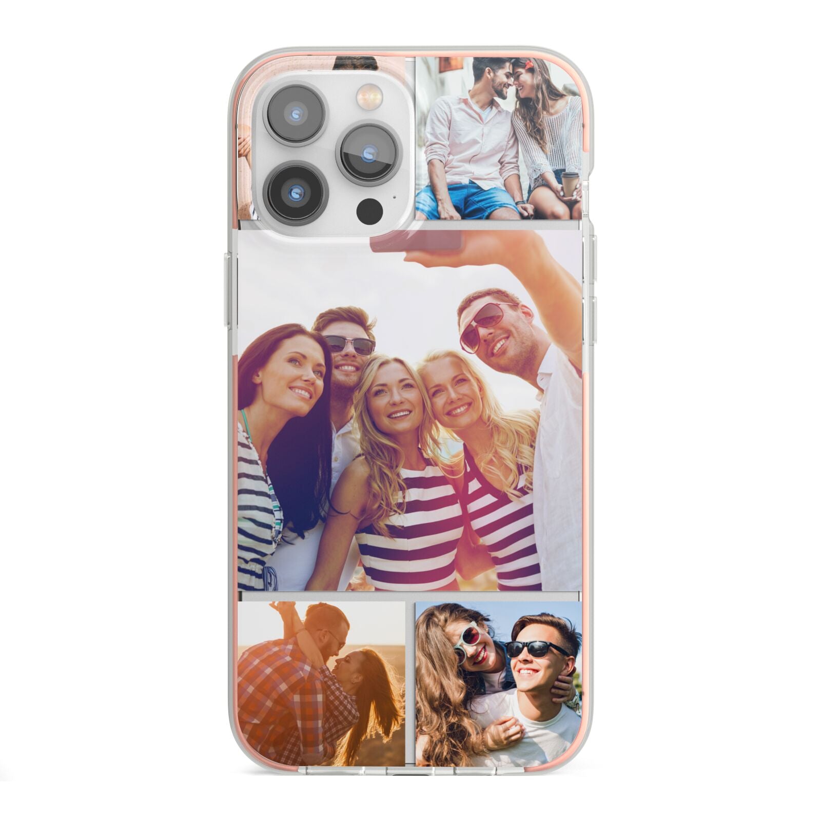 Tile Photo Collage Upload iPhone 13 Pro Max TPU Impact Case with Pink Edges