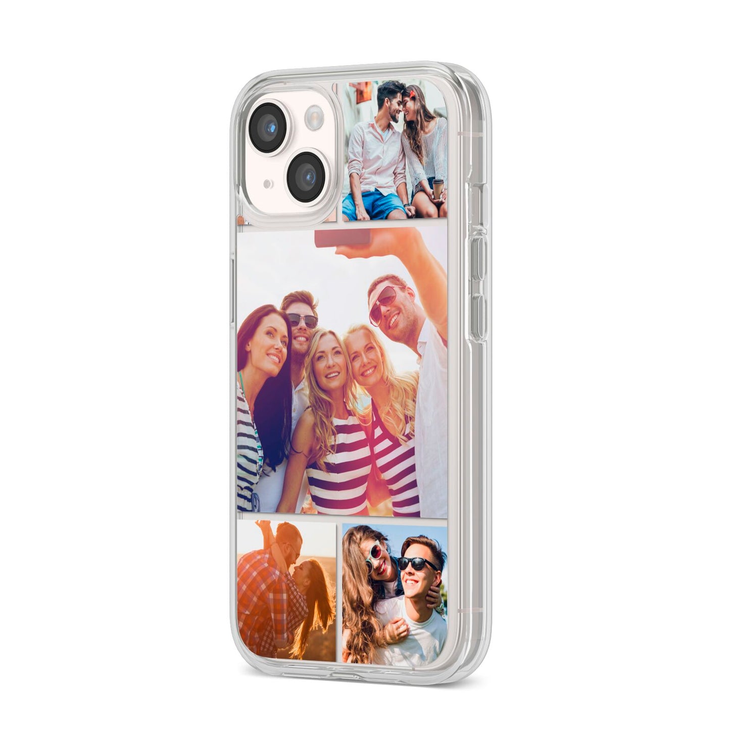 Tile Photo Collage Upload iPhone 14 Clear Tough Case Starlight Angled Image