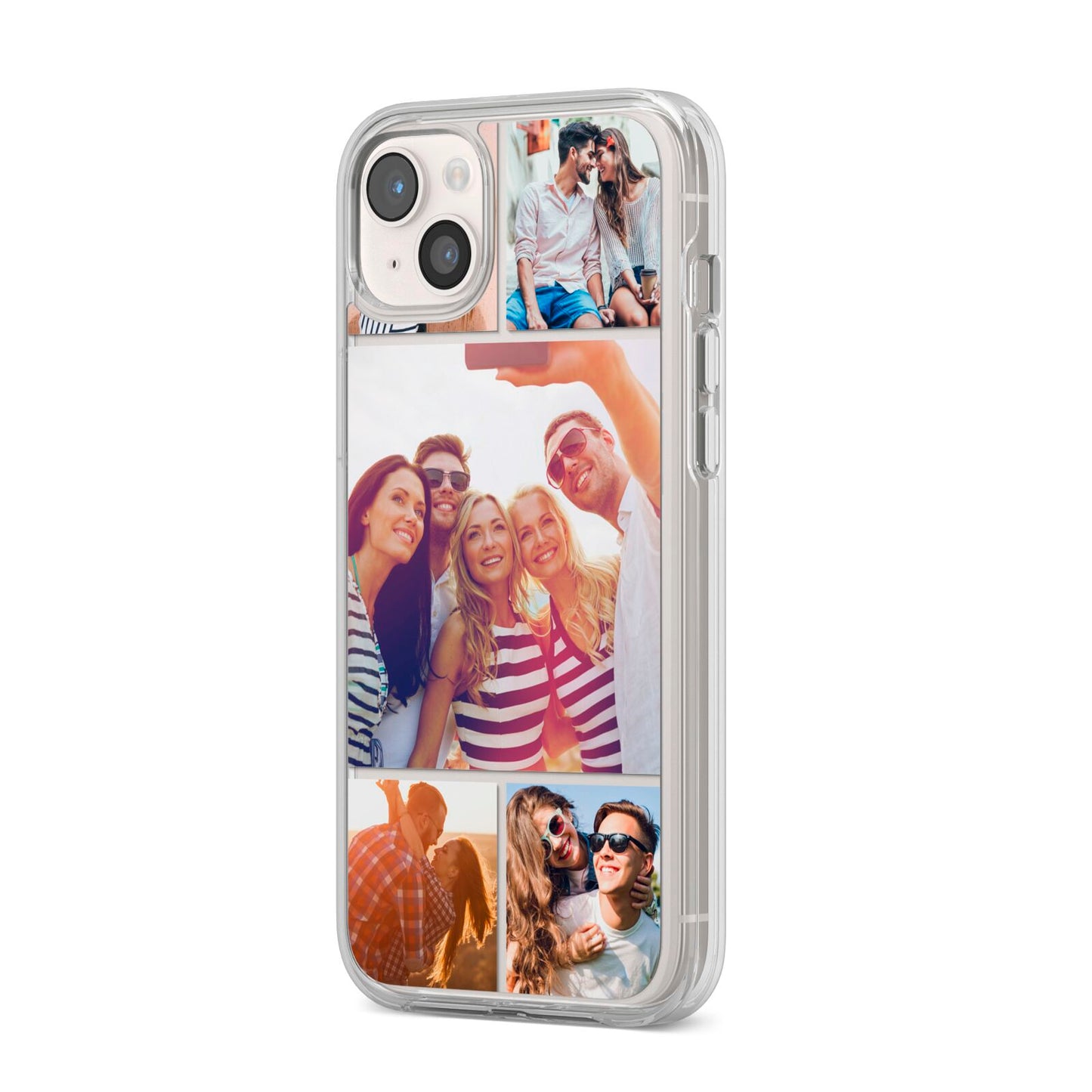 Tile Photo Collage Upload iPhone 14 Plus Clear Tough Case Starlight Angled Image